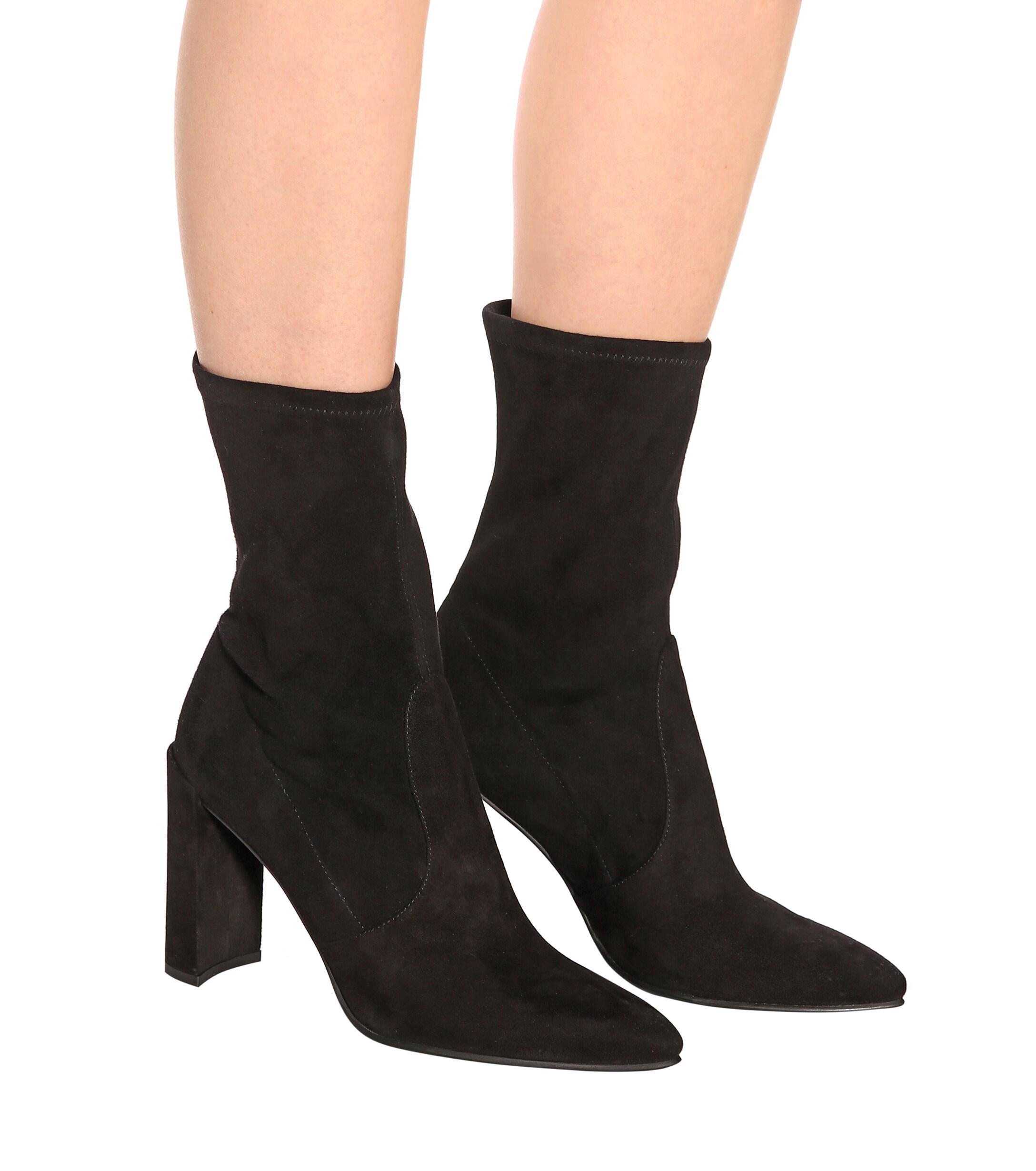 stuart weitzman black wren 75 suede heeled ankle boots