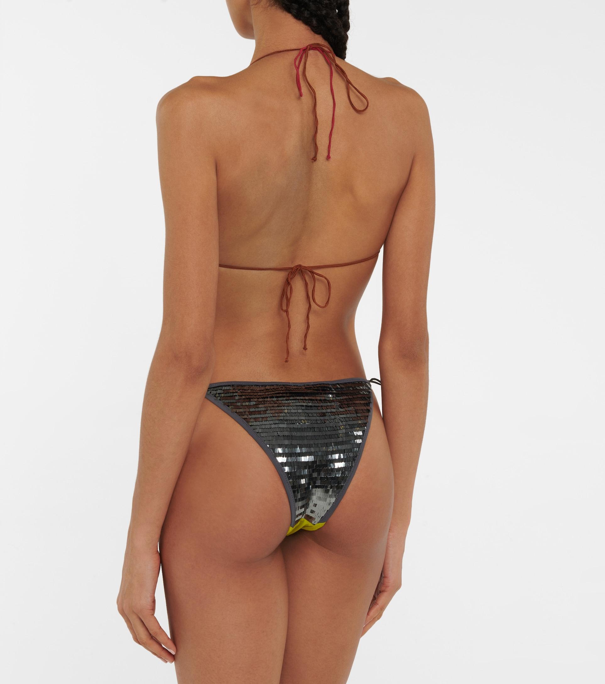 Oséree Sequin-embellished Triangle Bikini