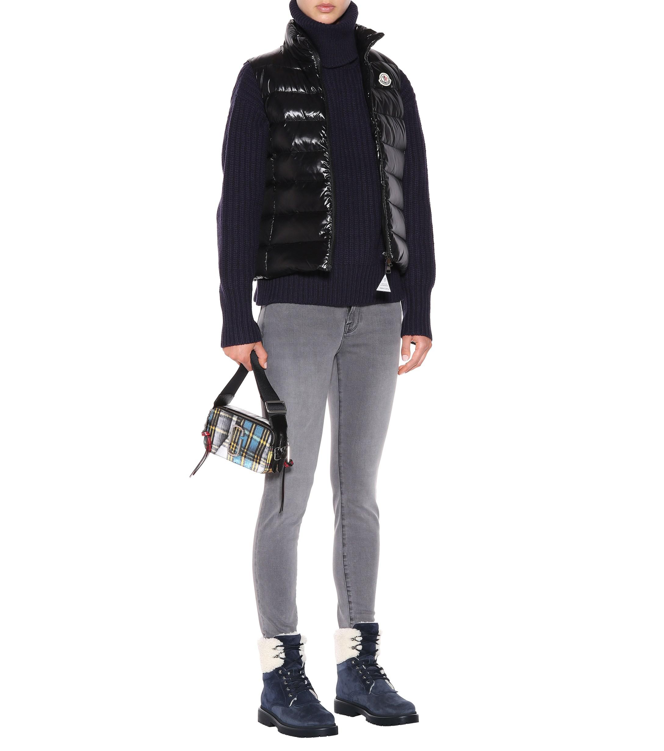 Moncler Patty Suede Ankle Boots in Navy (Blue) - Lyst