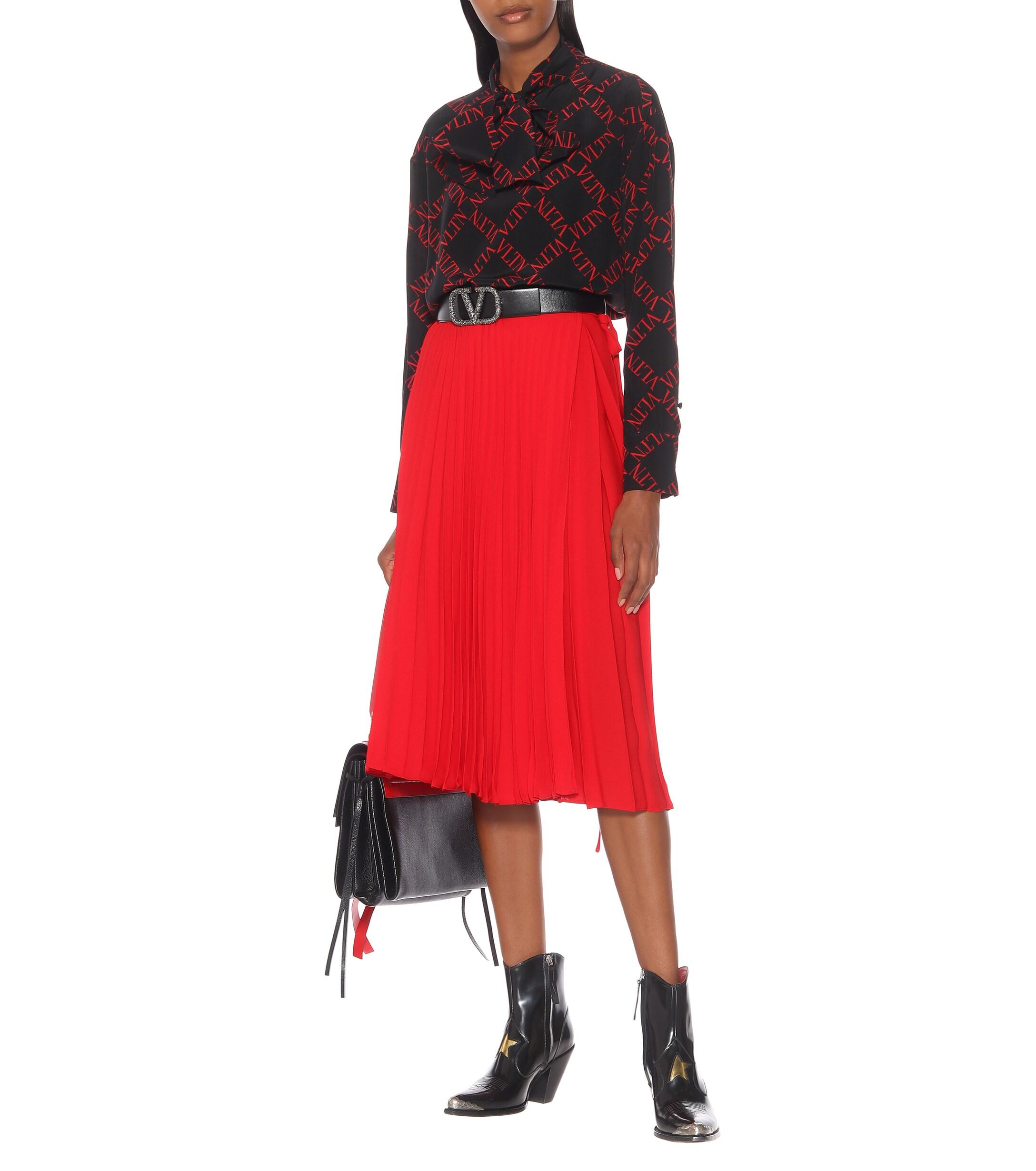 red valentino pleated skirt
