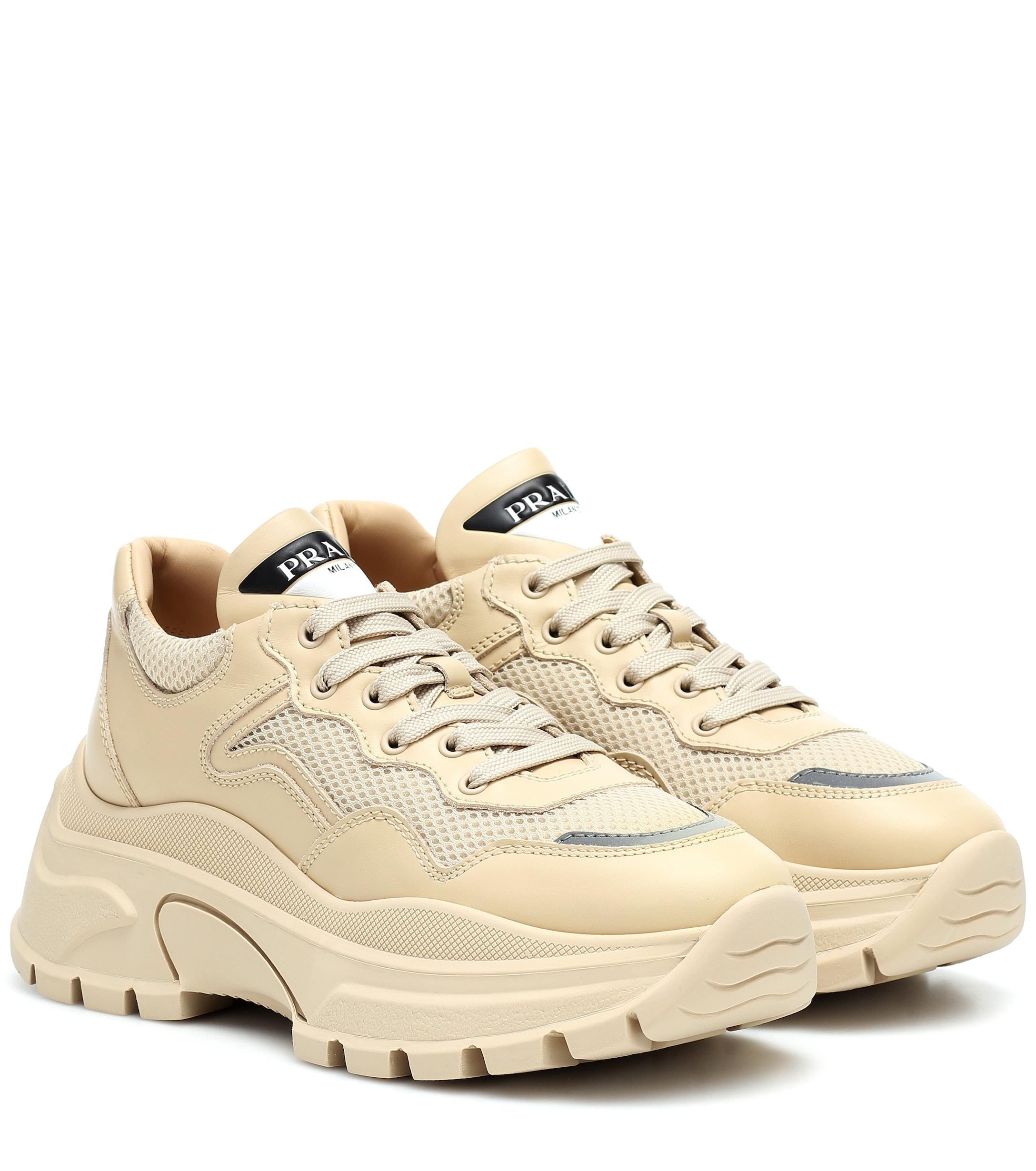 tan prada sneakers