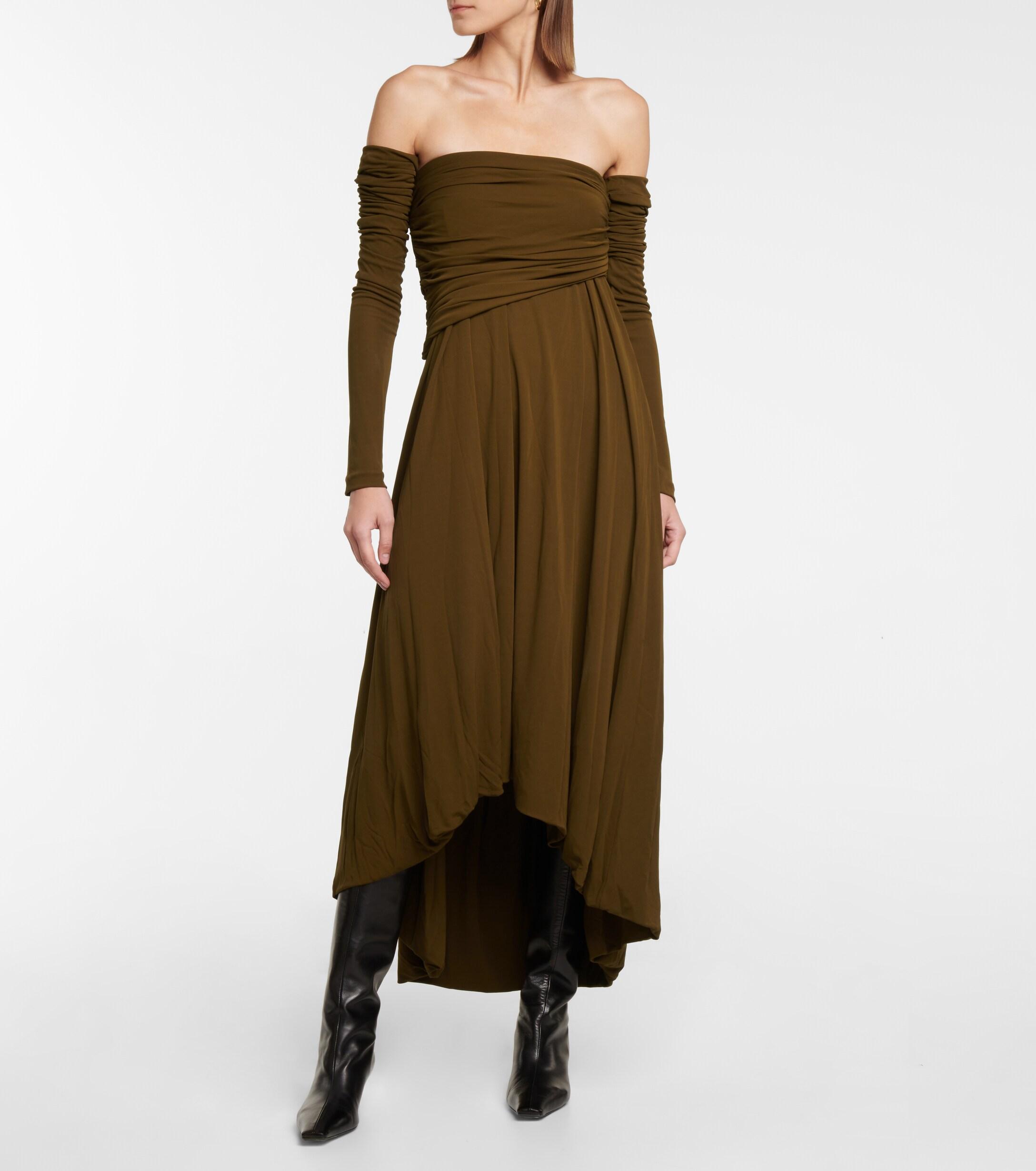 Off-shoulder Jersey Midi Dress 