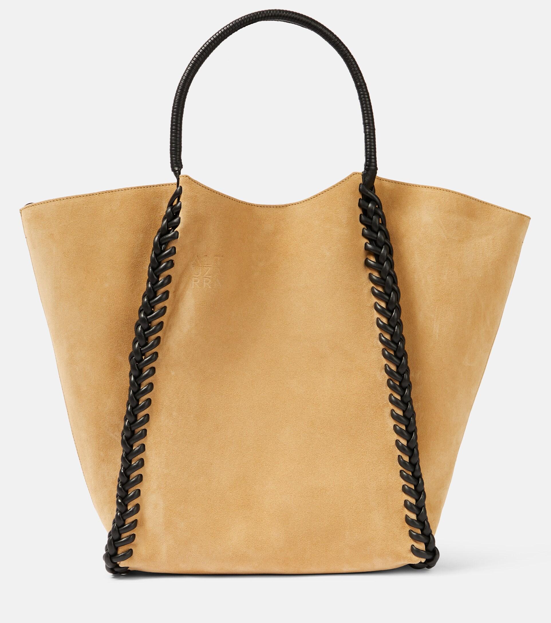 Neiman Marcus Brown Leather Trim Shearling Tote Bag