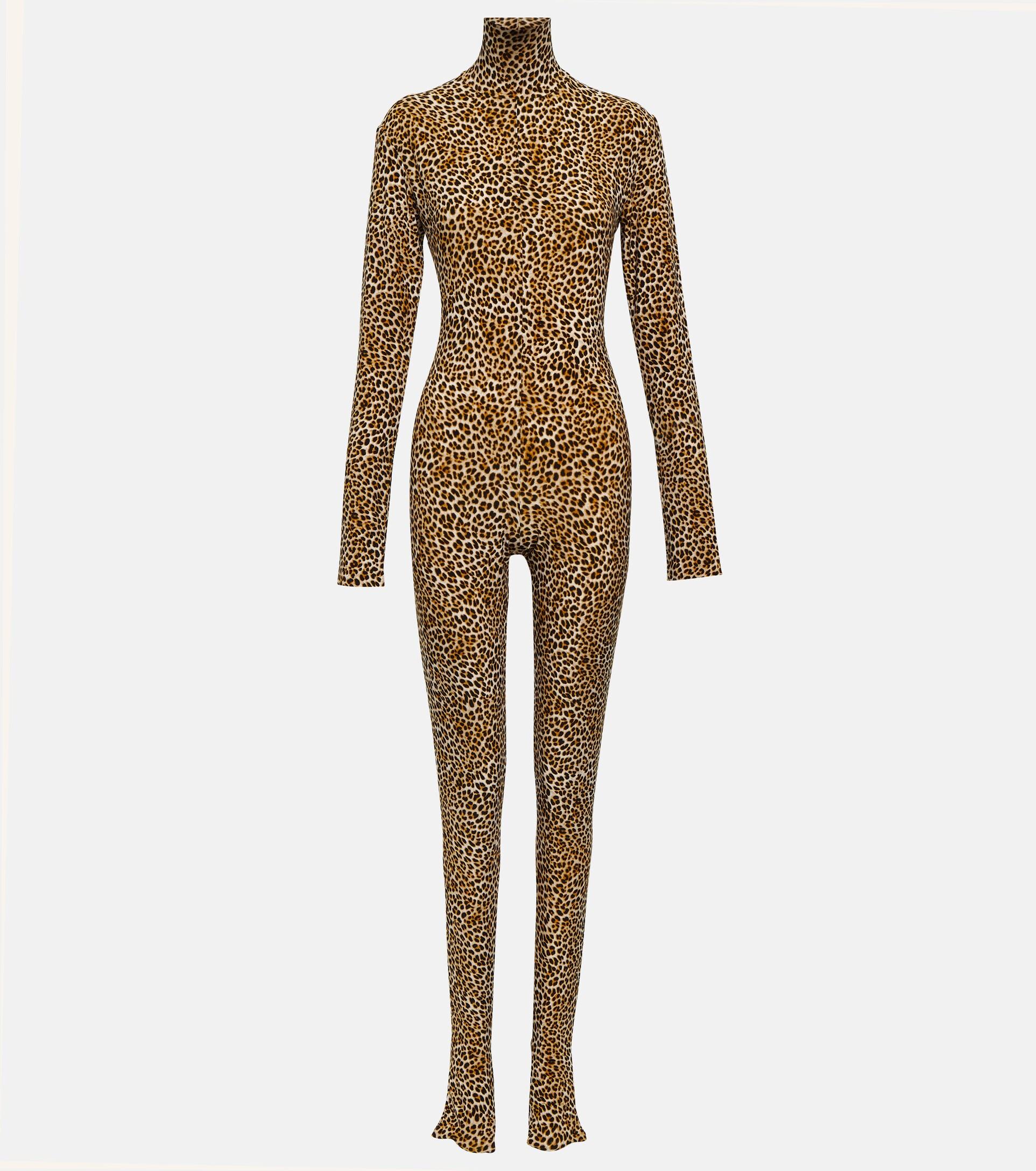 Norma Kamali Leopard-print Jersey Catsuit in Natural | Lyst