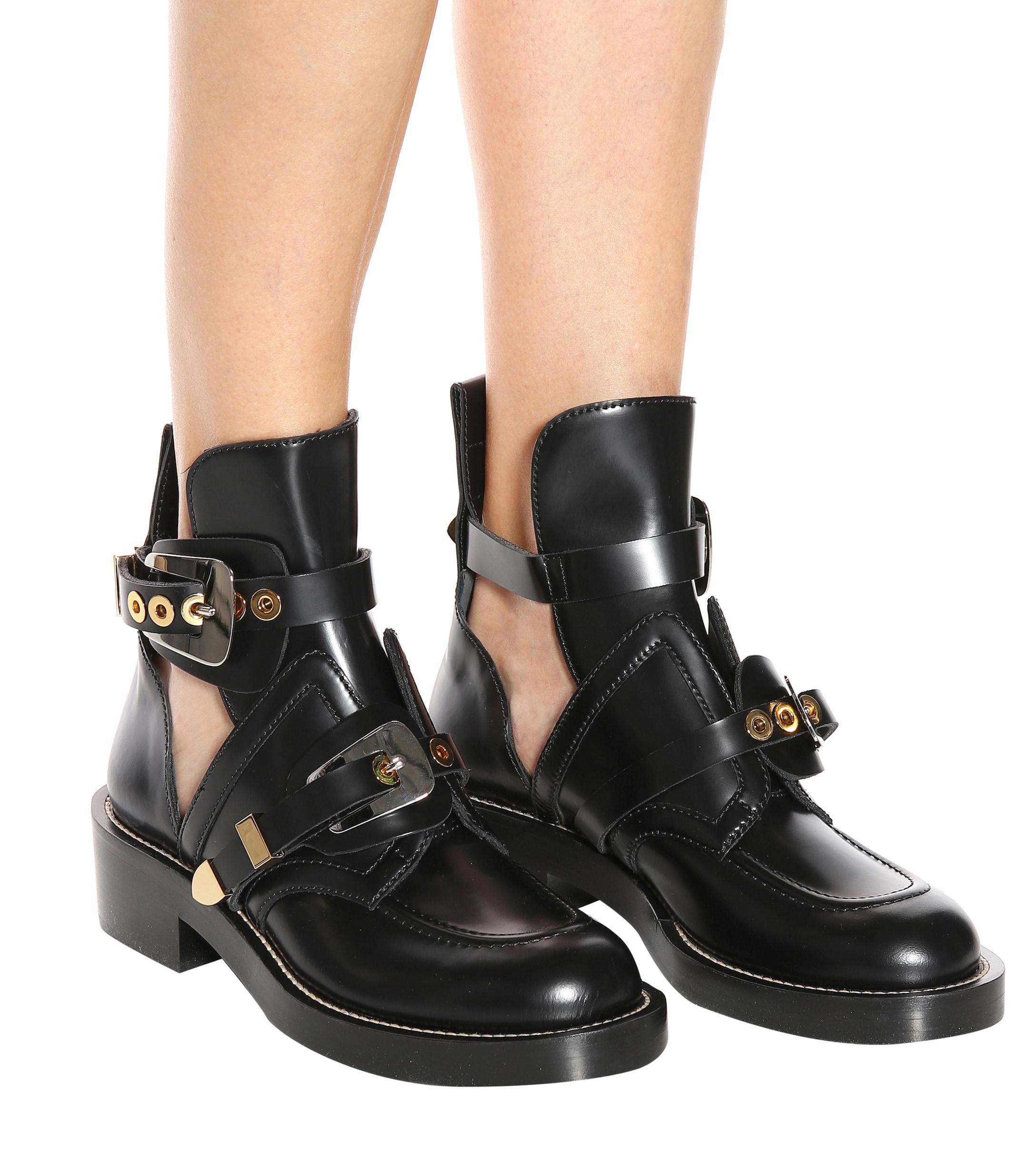 balenciaga black ceinture leather ankle boots