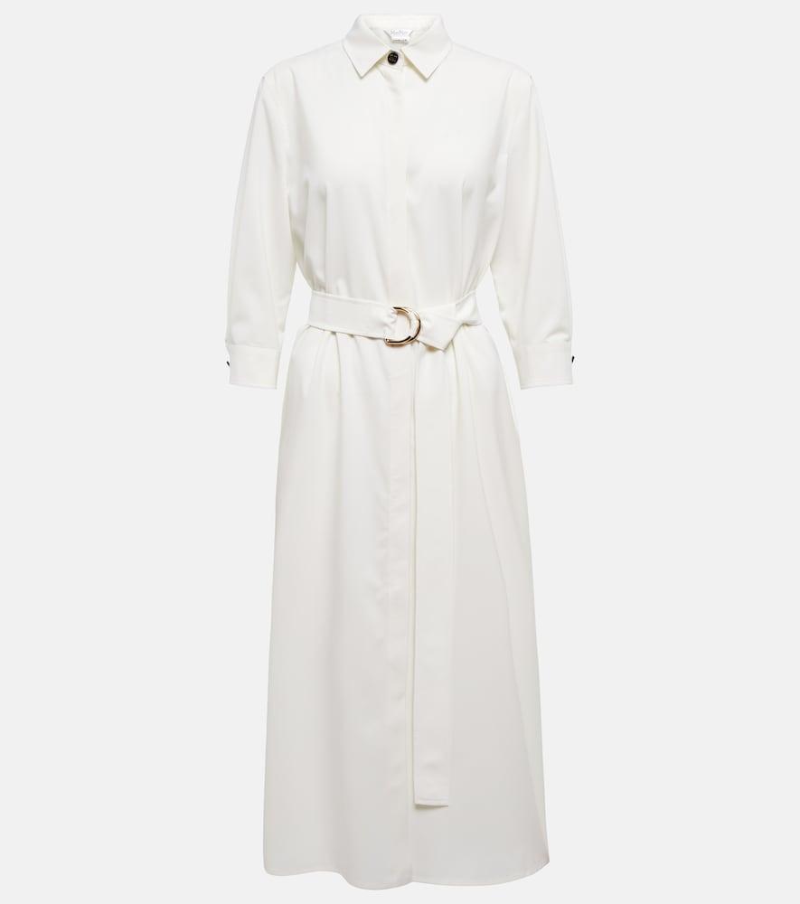 Max Mara Corrida Virgin Wool Shirt Dress in White | Lyst