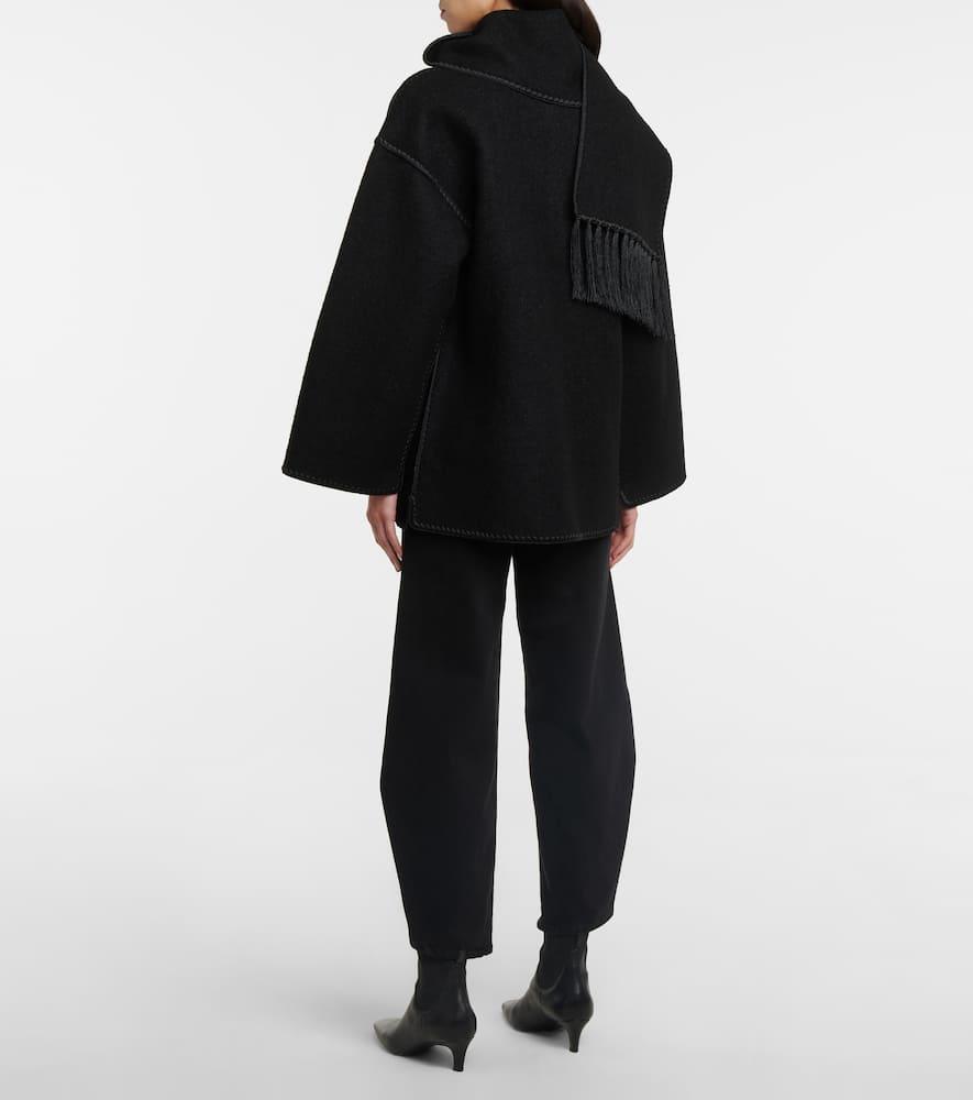 Totême Embroidered Wool-blend Scarf Jacket in Black | Lyst