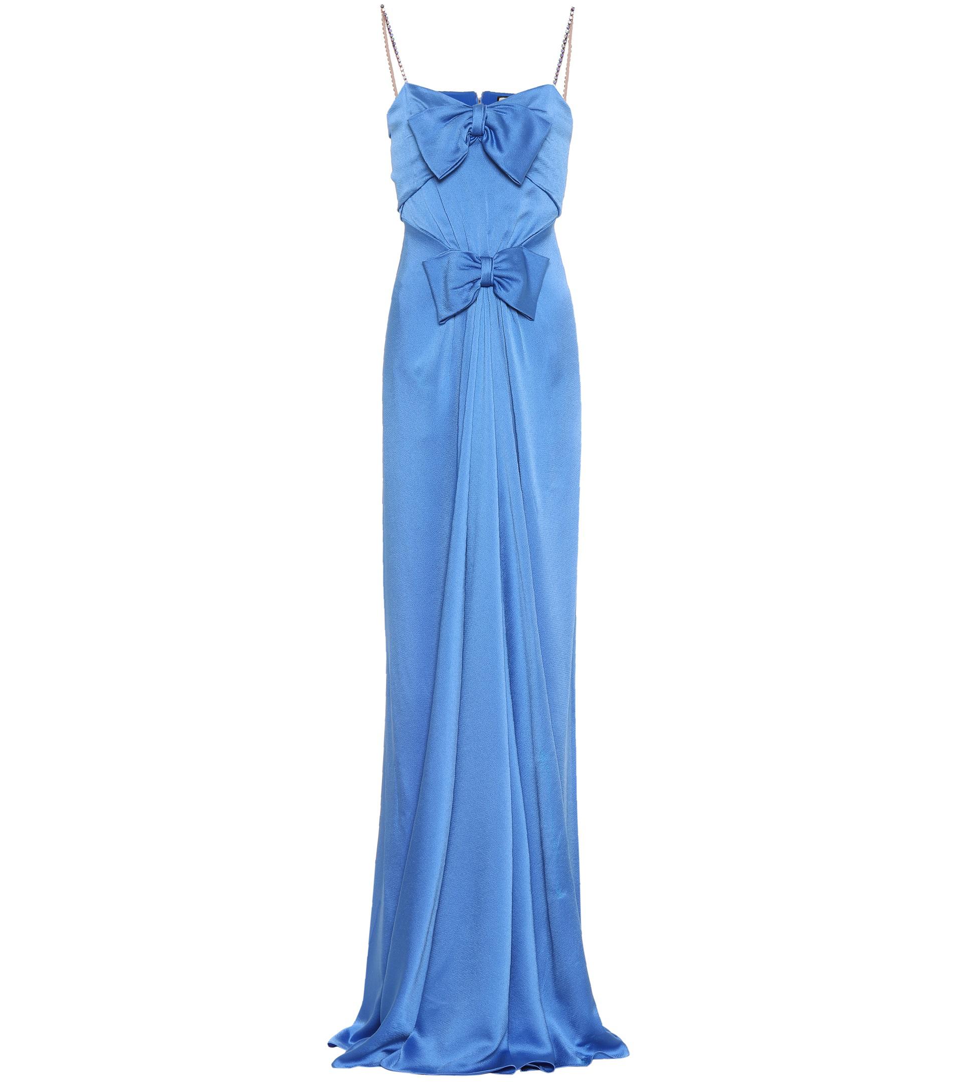 Gucci Embellished Satin Gown in Blue | Lyst