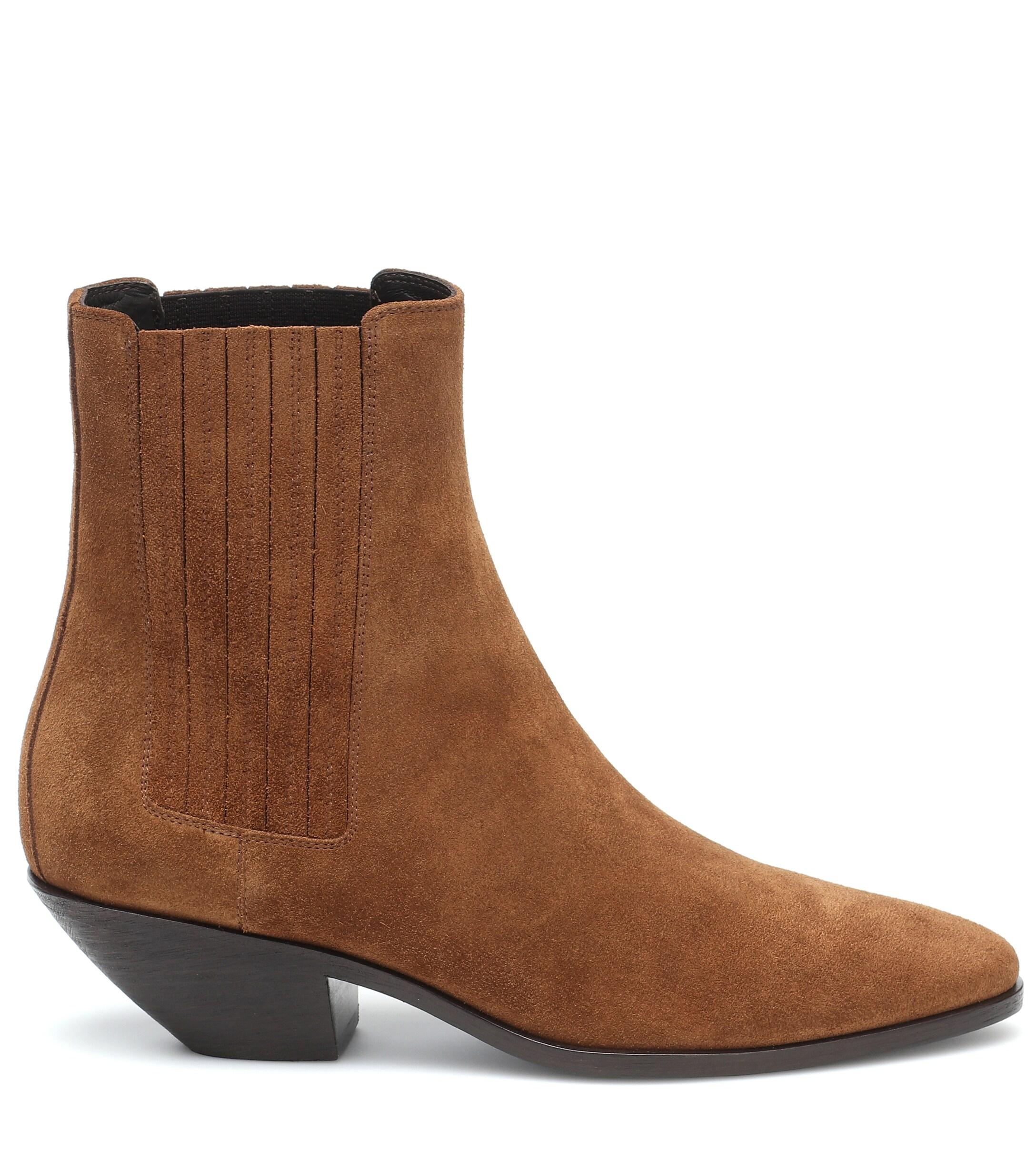 Saint Laurent Womens Tan 45 Suede Chelsea Boots 4 in - Save 60% - Lyst