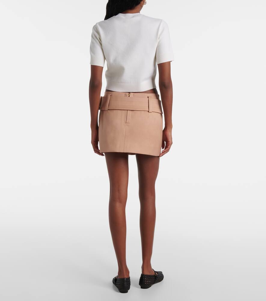 Patou Belted Cotton Twill Miniskirt in Natural | Lyst