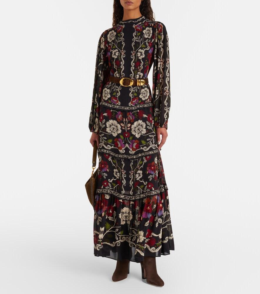 chinese dress ladies Blue Long Sleeve Midi Dress – FARM Rio main image 1