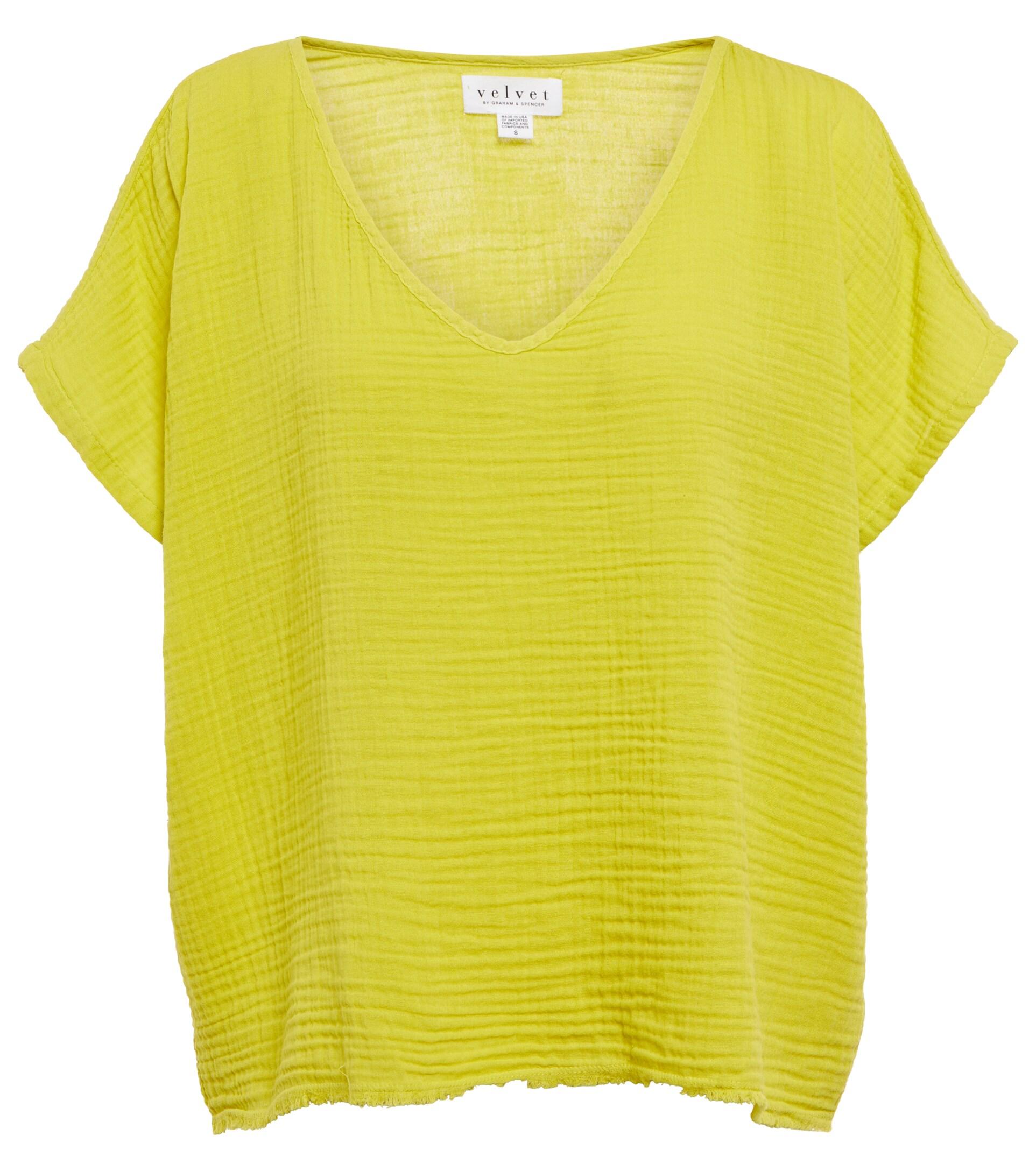 Velvet Elsa Cotton Gauze Top in Yellow Lyst