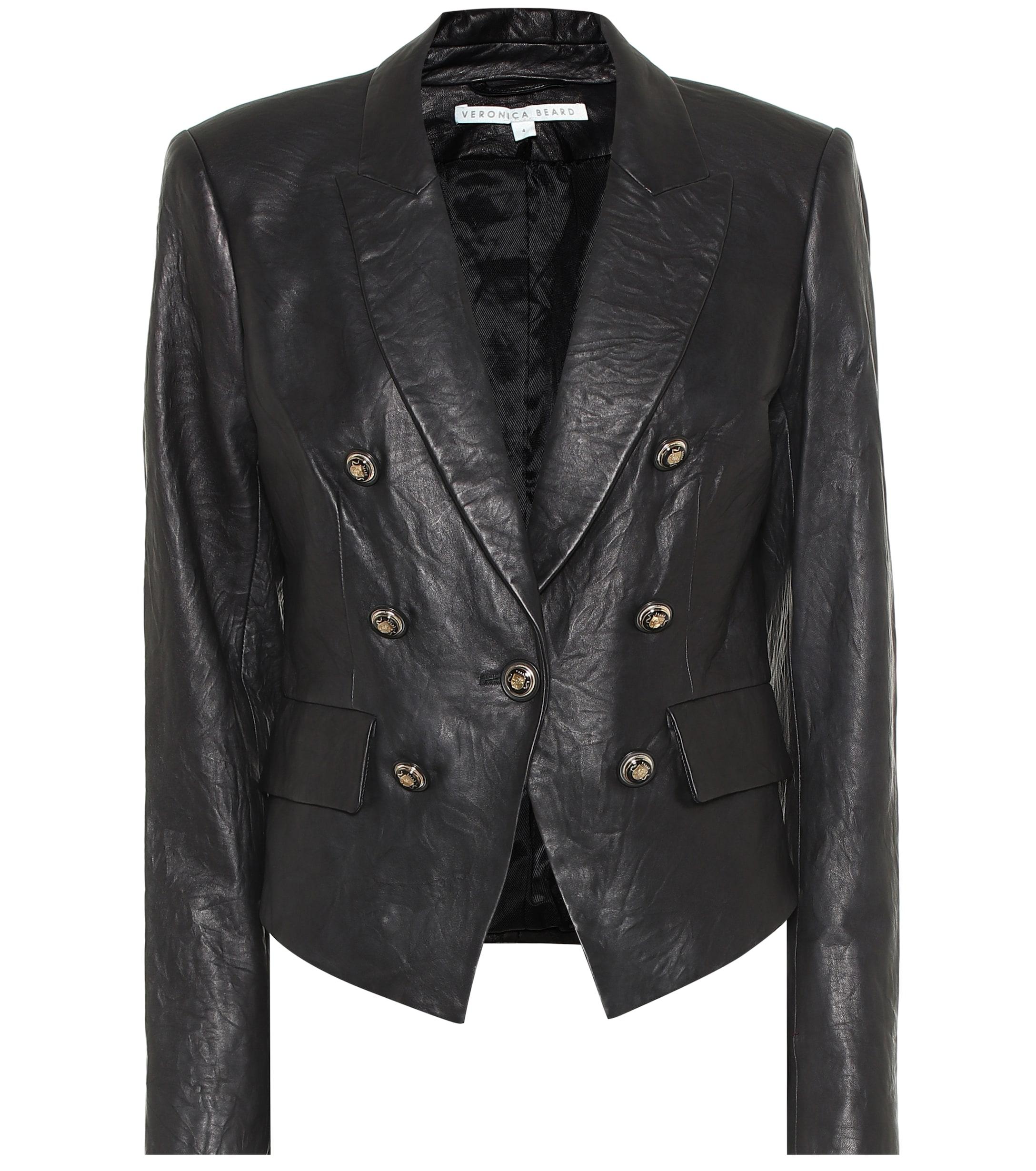 Veronica Beard Cooke Dickey Leather Blazer in Black - Lyst