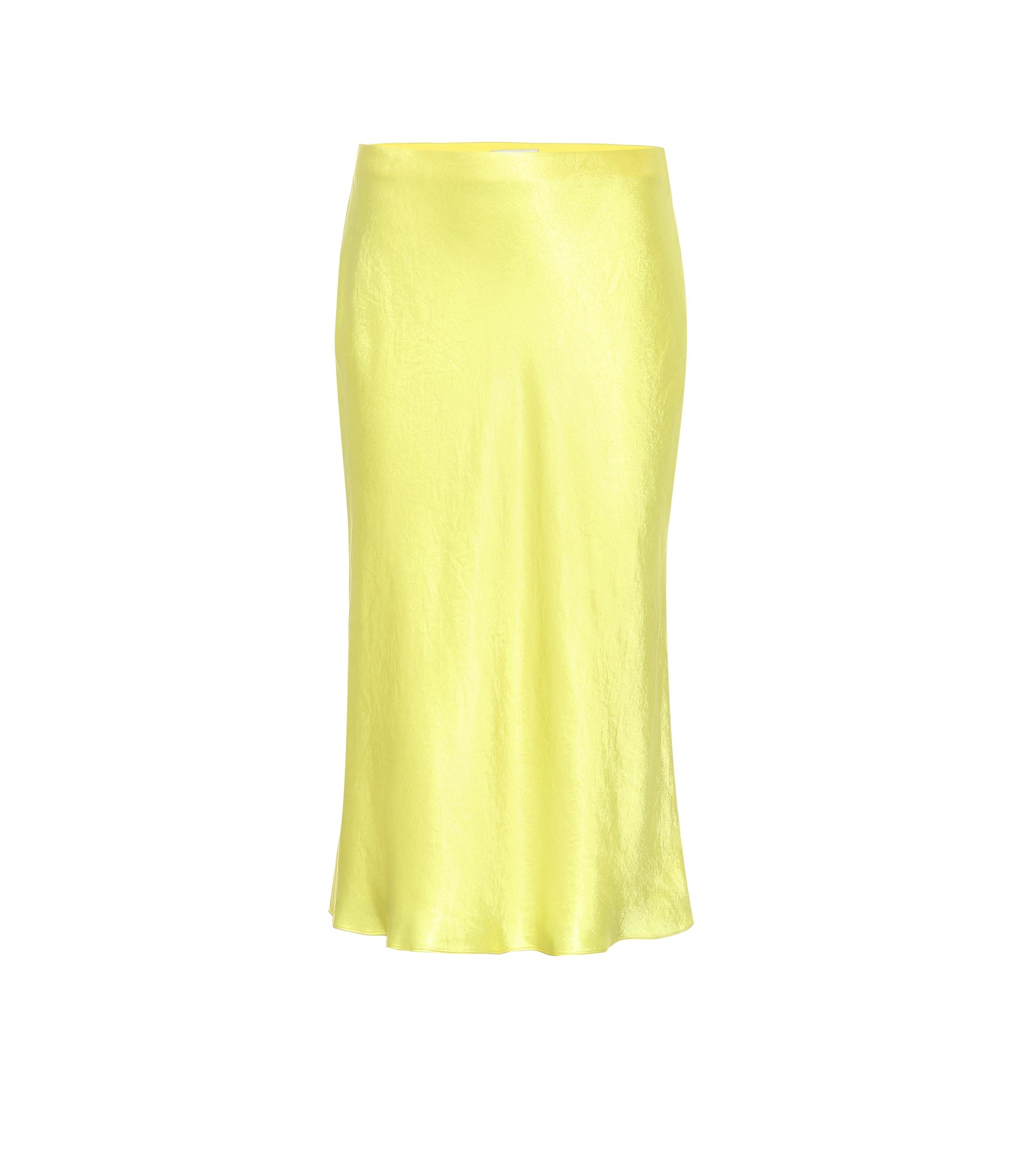 Vince Satin Slip Midi Skirt in Yellow Save 26 Lyst