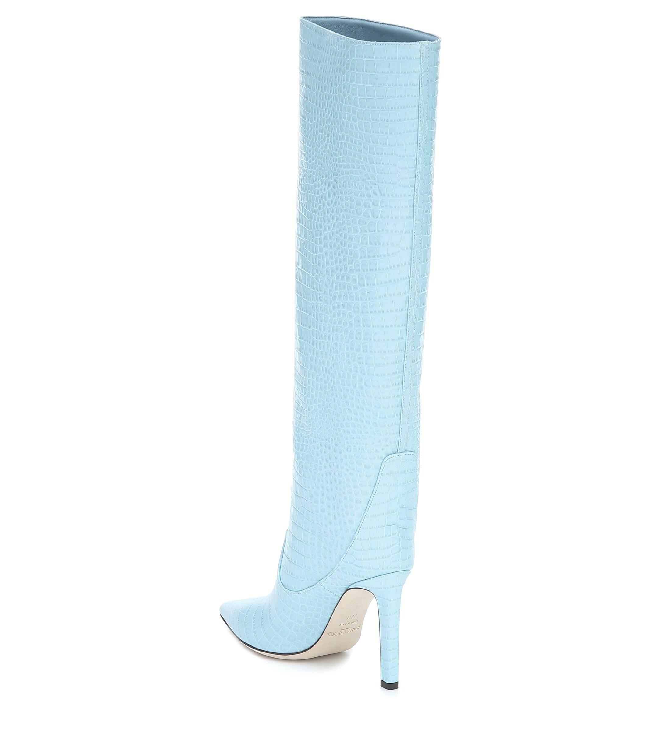 Jimmy Choo Mavis 100 Leather Knee high Boots in Blue Lyst