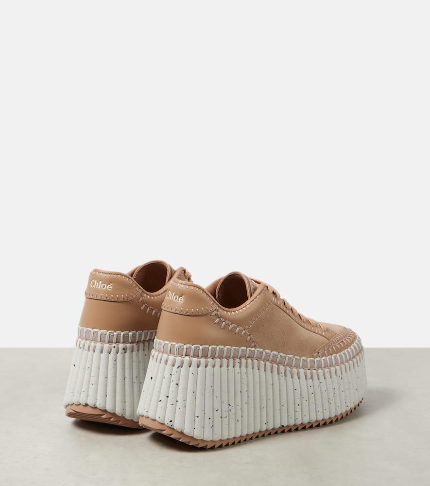 Chloé Nama 80 Suede And Leather Wedge Sneakers in Natural | Lyst