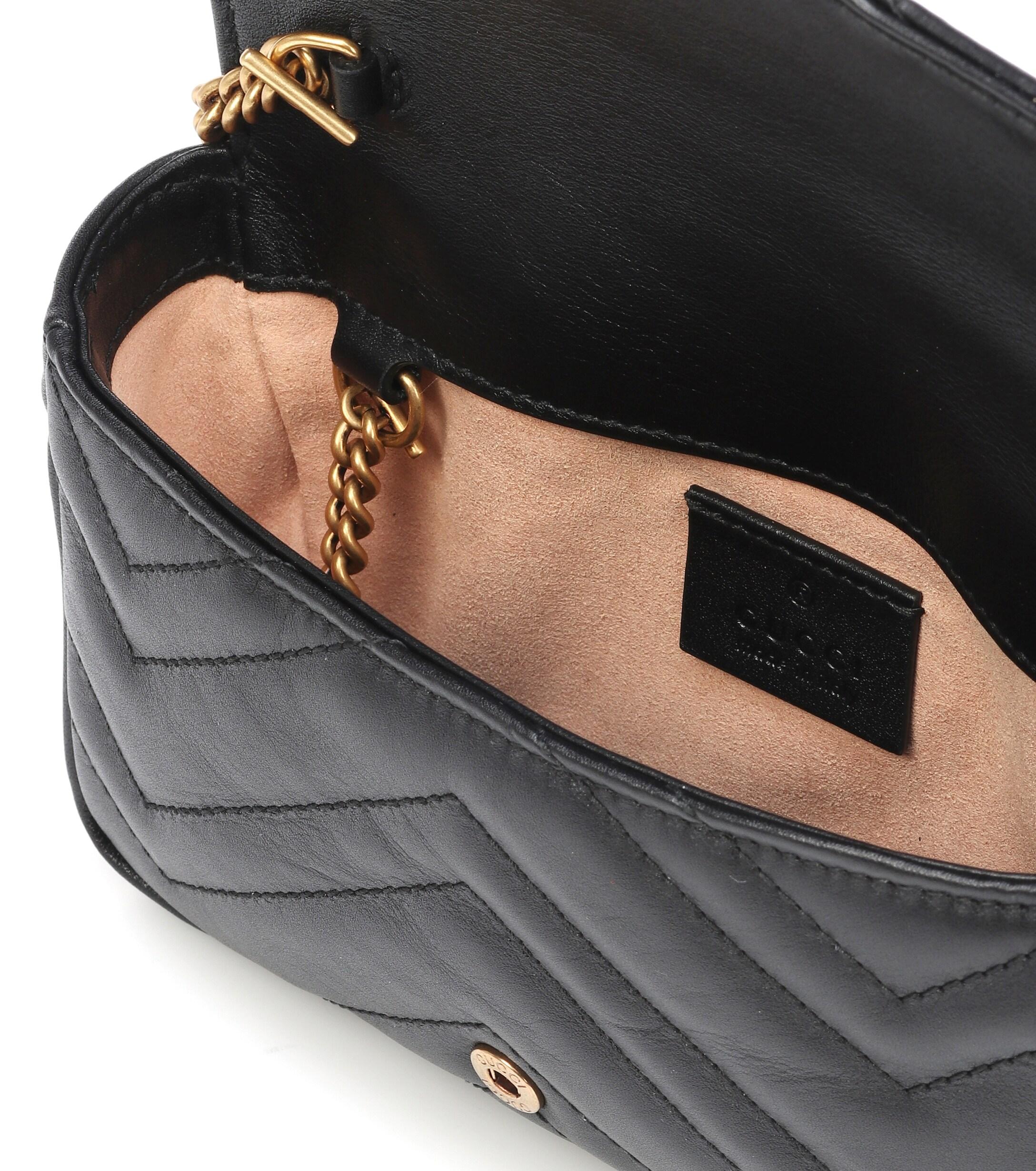 Gucci Leather GG Marmont Mini Shoulder Bag in Black - Lyst