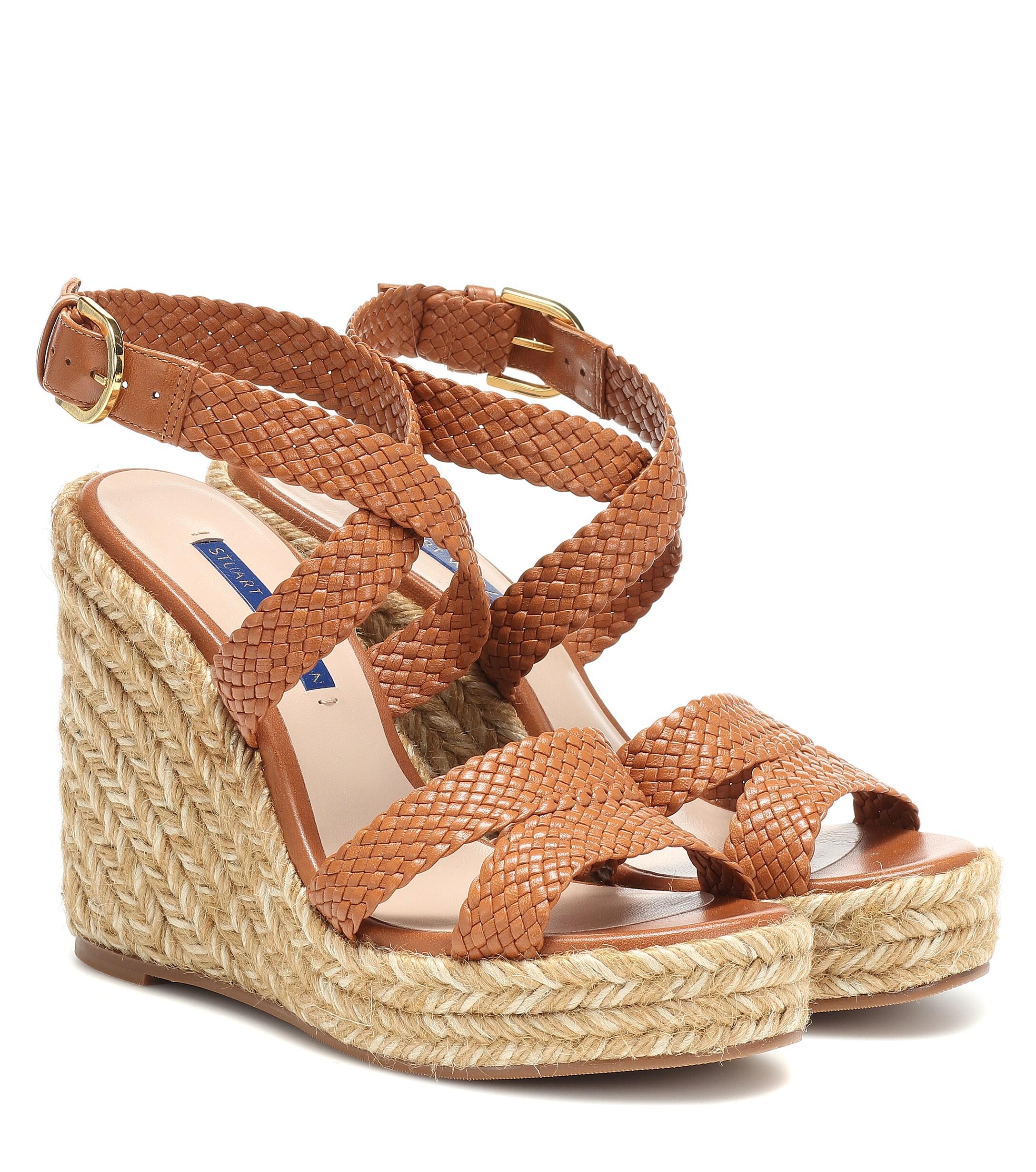 brown leather espadrilles wedge