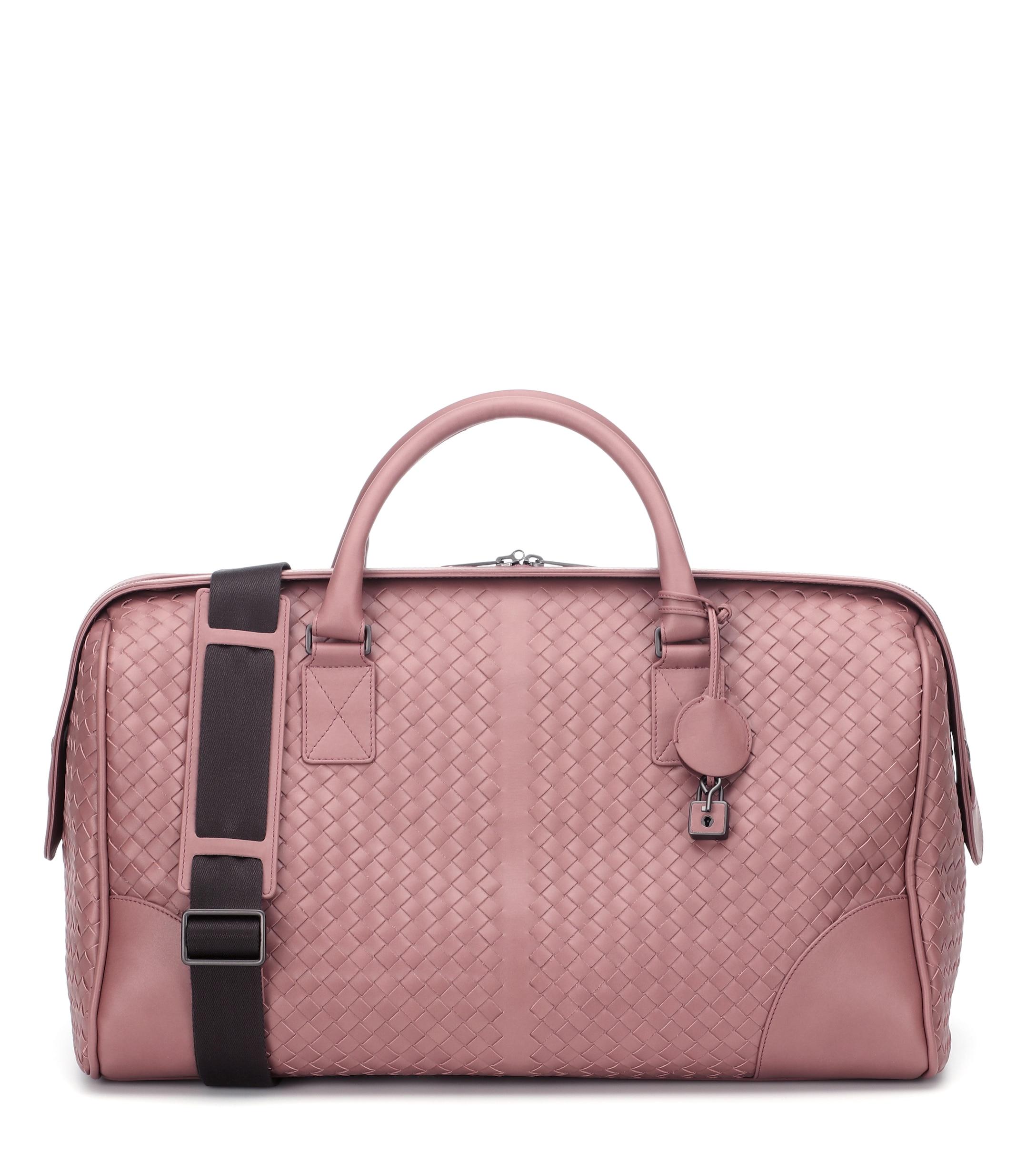 Bottega Leather Travel Bag in Pink Lyst
