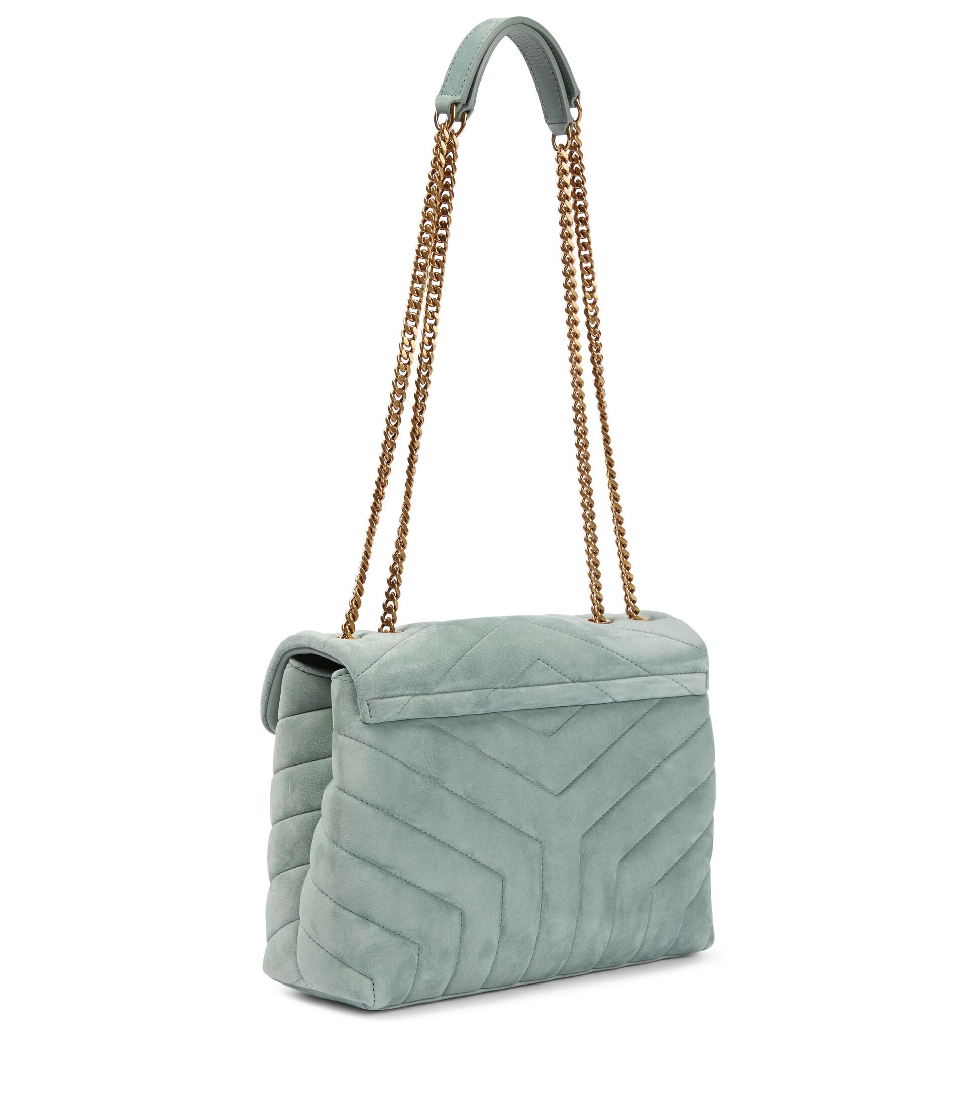 Saint Laurent Loulou Small Suede Shoulder Bag in Green | Lyst