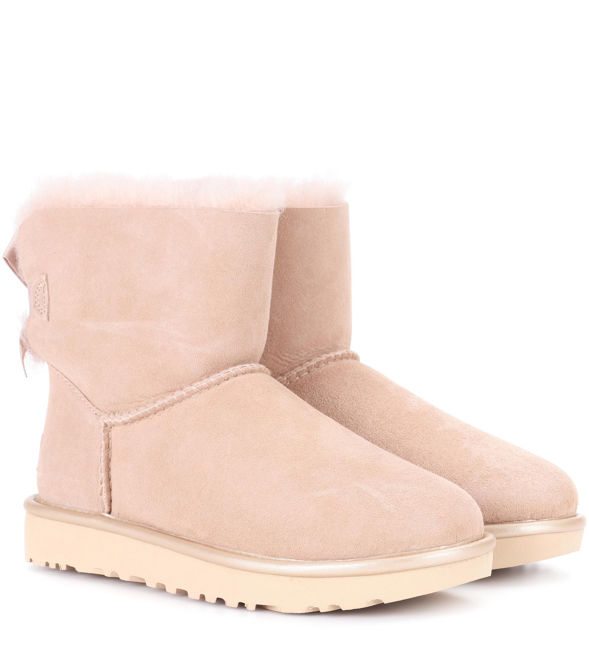 UGG Mini Bailey Bow Ii Suede Ankle Boots in Pink Lyst