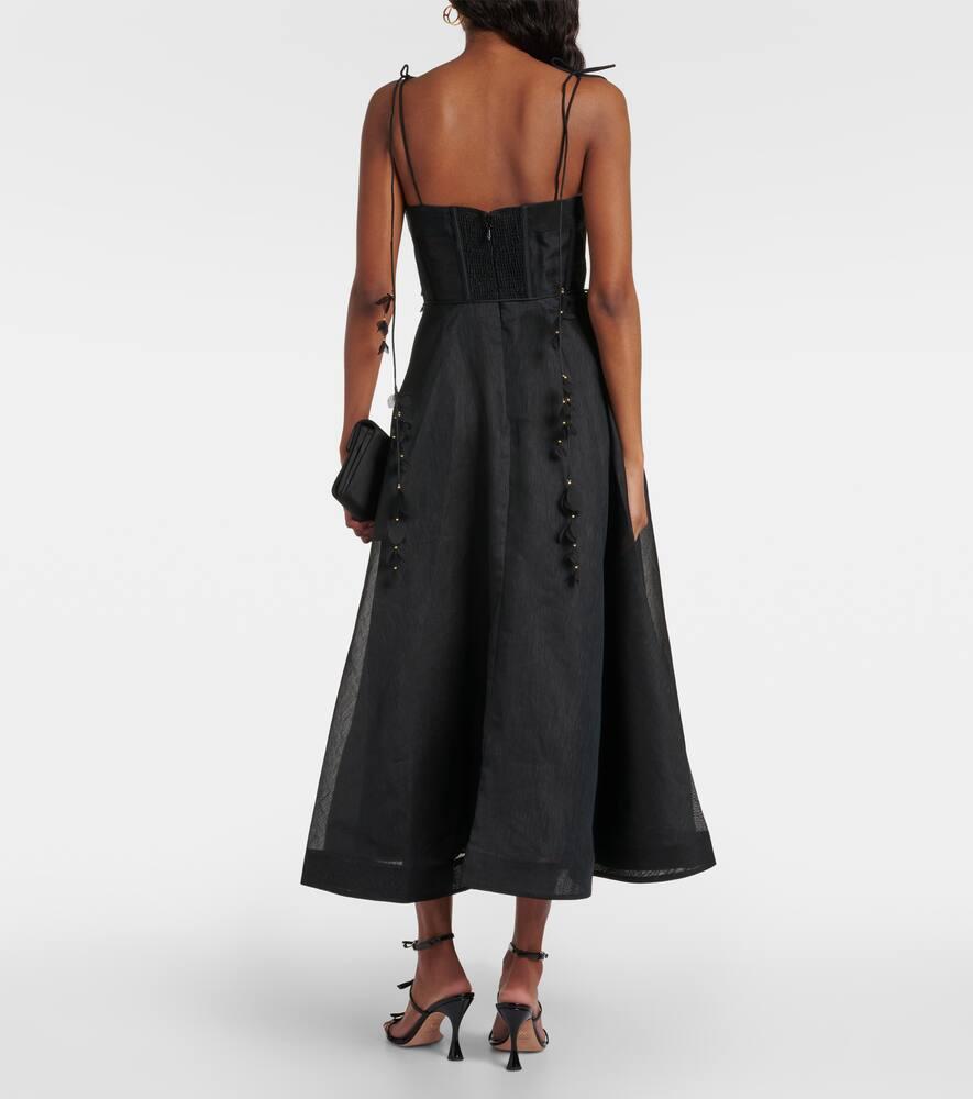 Zimmermann Natura Linen And Silk Corset Dress in Black