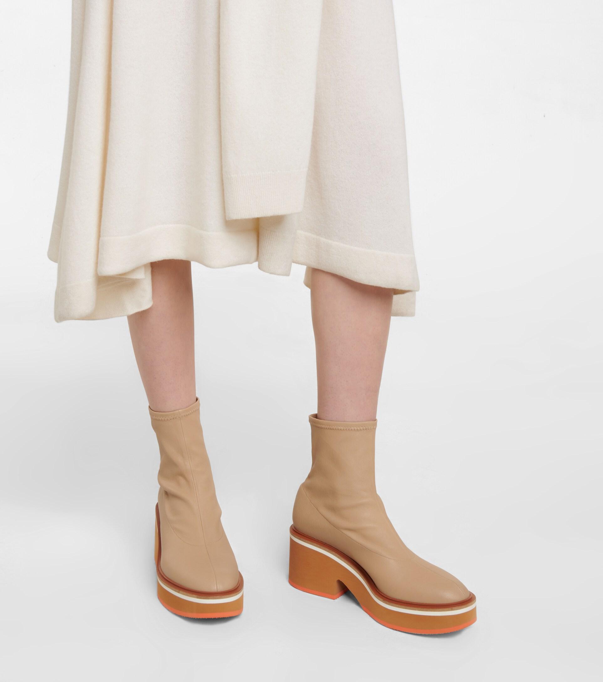 Robert Clergerie Albane Leather Sock Ankle Boots in Natural | Lyst