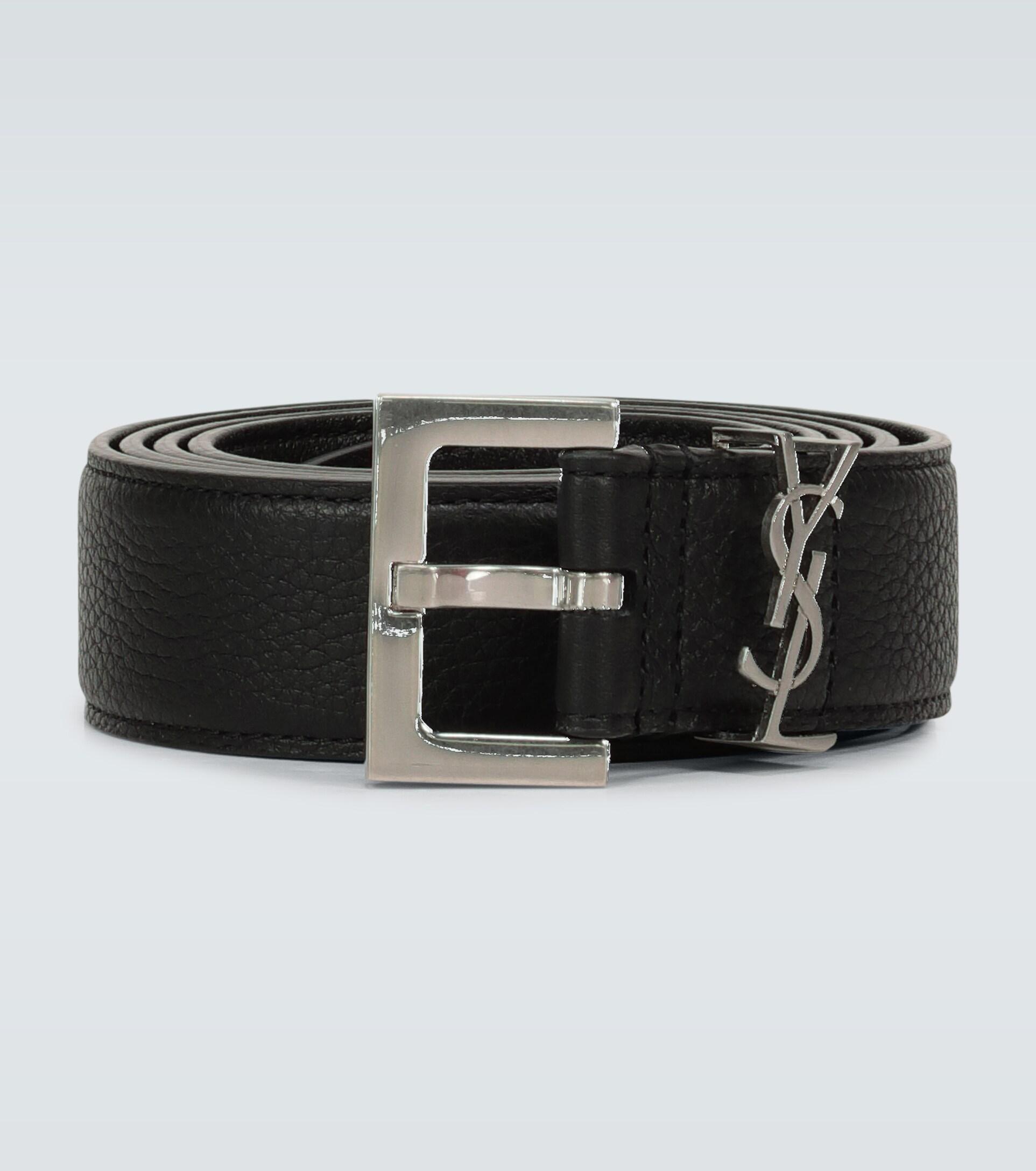Cinturon de piel con logo Saint Laurent de hombre de color Negro | Lyst