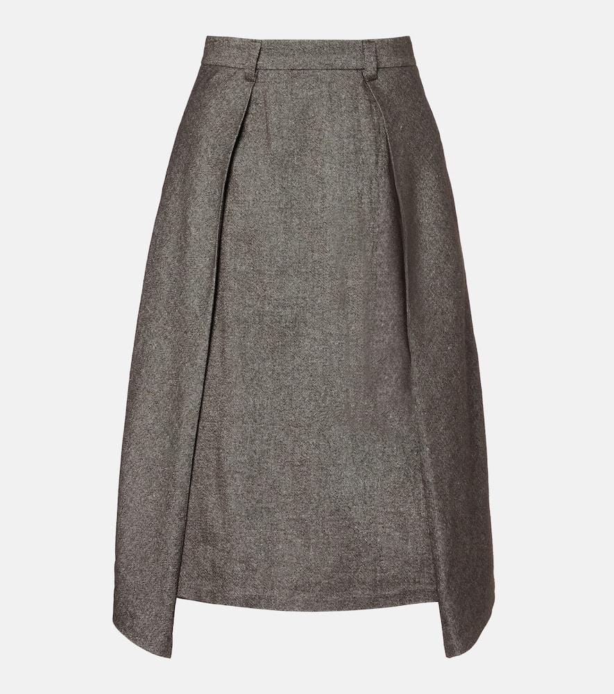 スカート BRUNELLO CUCINELLI Women Mid Skirts MP940G3875C8909 Gray BRUNELLO CUCINELLI Wool-felt midi skirt | NET-A-PORTER