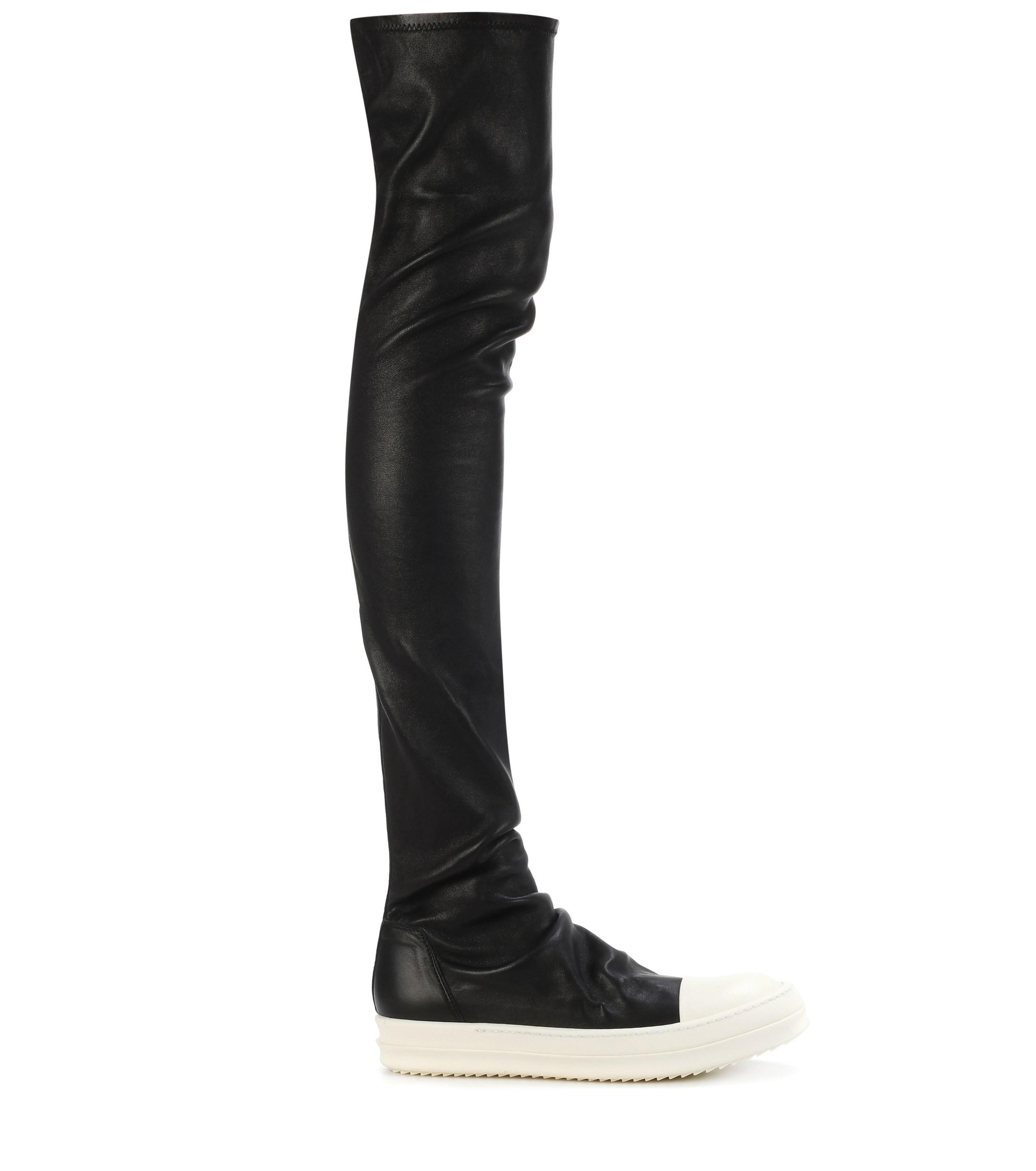Rick Owens Black And White Leather Sock Boots - Lyst