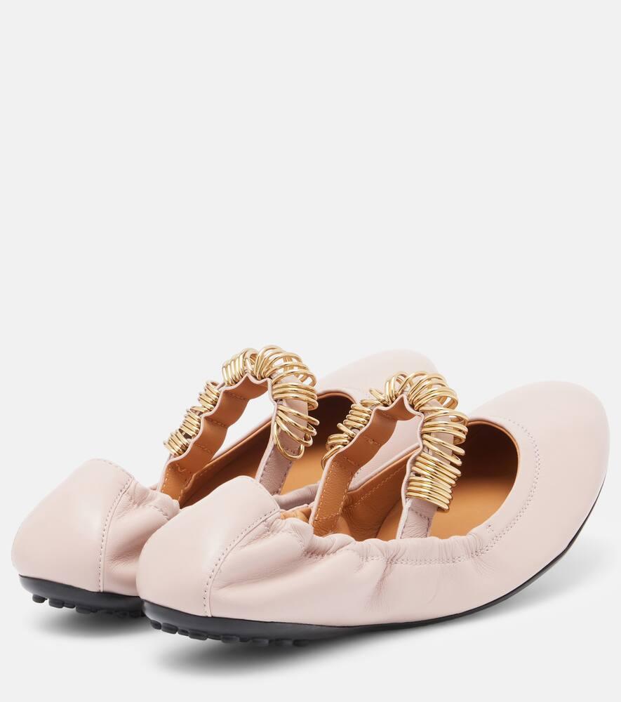 バレエシューズ Tod'S Skin Pink Leather Bubble Ballerinas Tod's Skin pink leather Bubble ballerinas | gebnegozionline