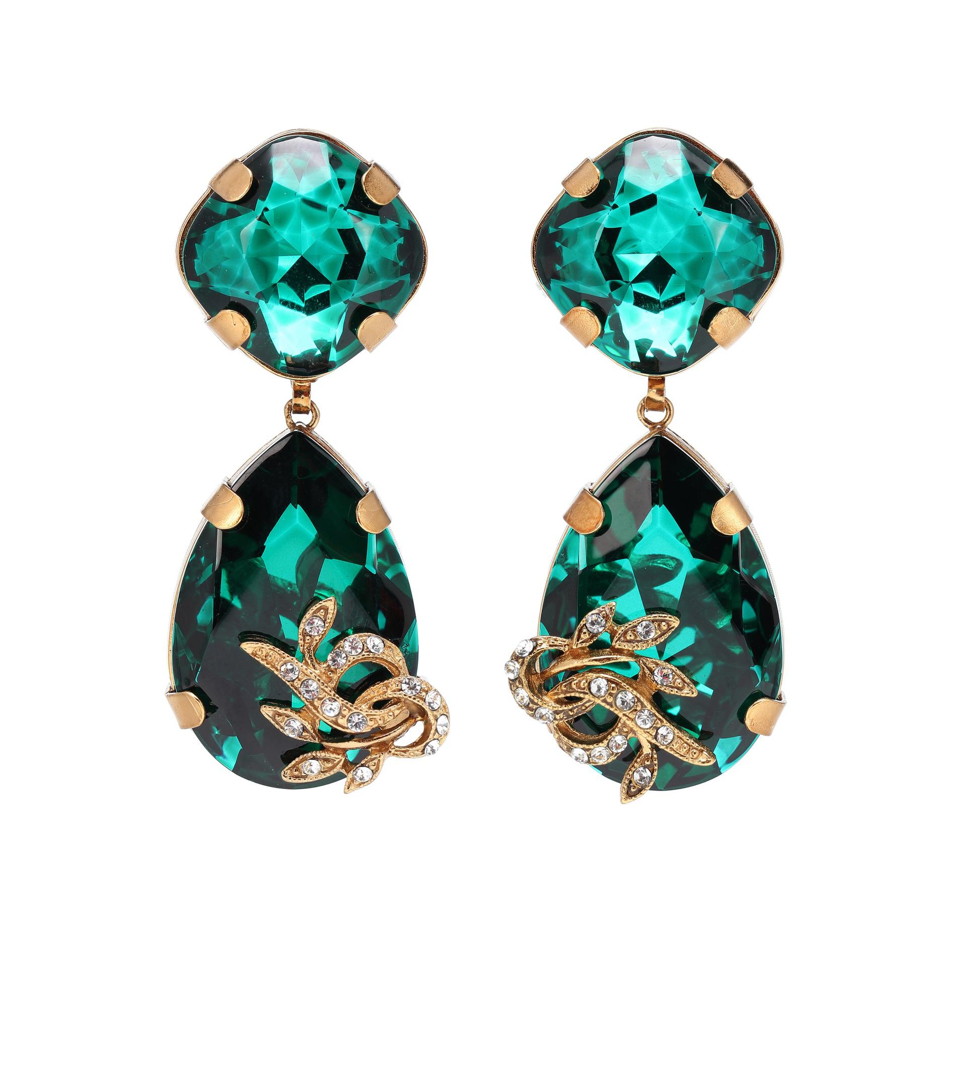 Dolce & Gabbana Lace Teardrop Earrings in Green - Lyst