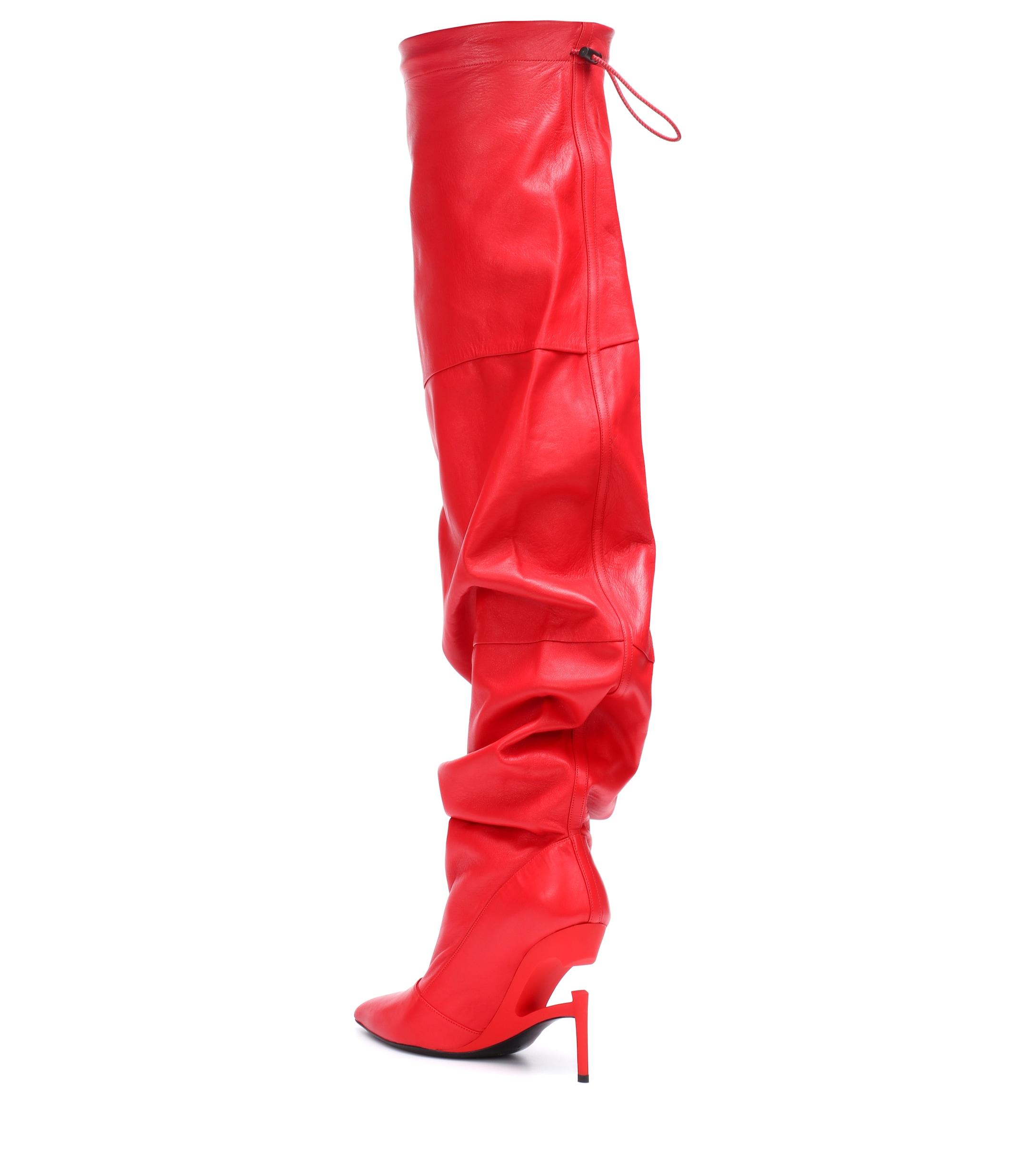 Unravel Project Leather Over-the-knee Boots in Red | Lyst
