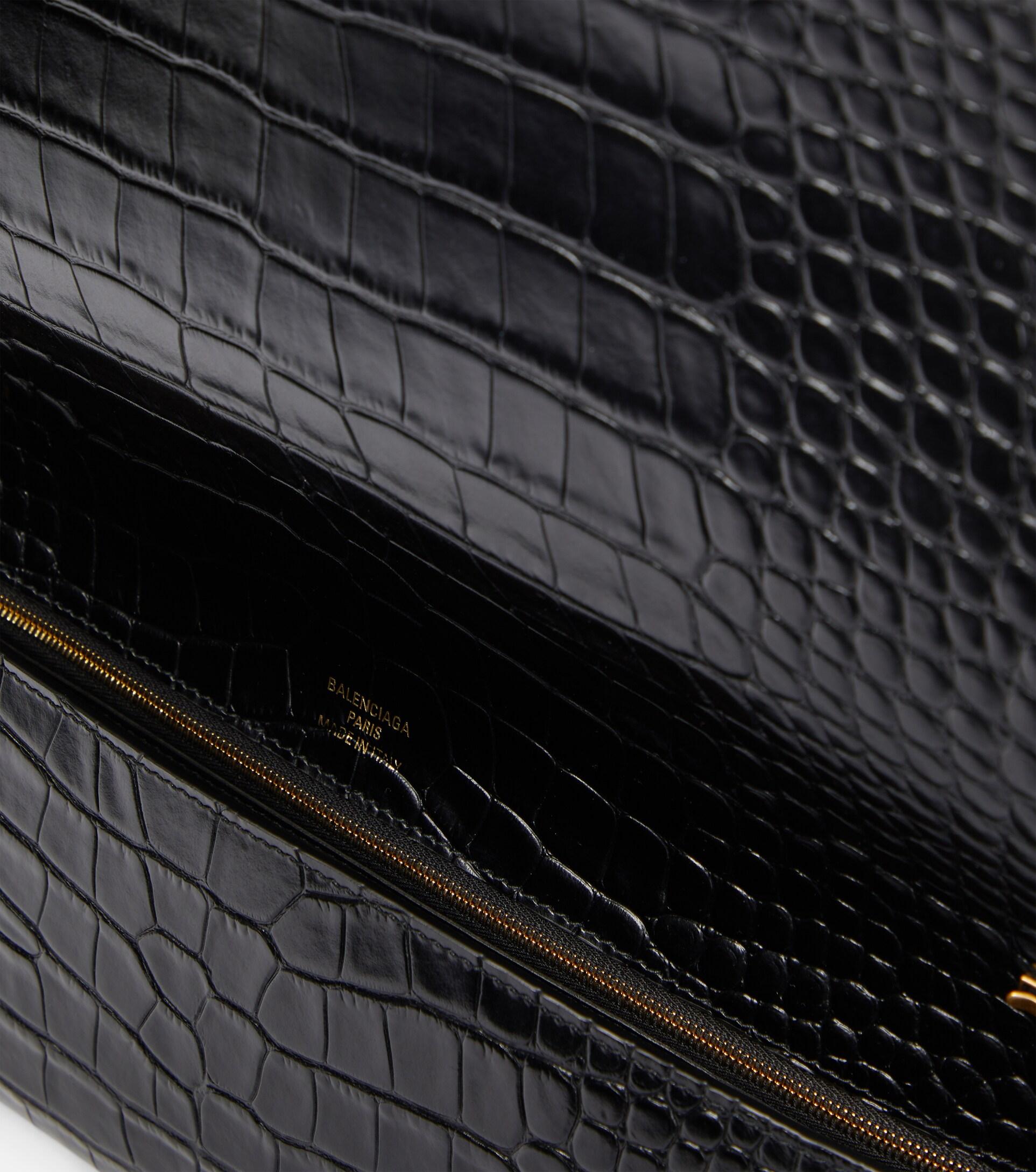 Balenciaga Money Croc-effect Leather Clutch in Black | Lyst