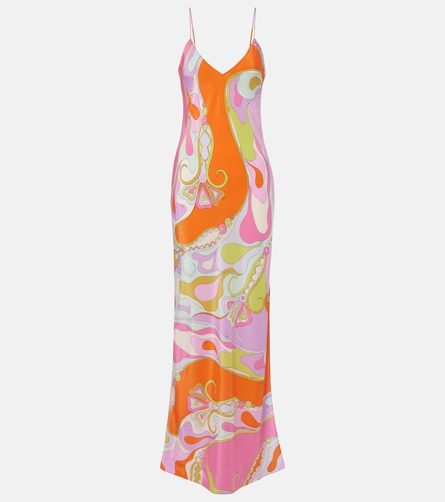 emilio pucci beach dress Pucci - Orchidee Print Silk Dress with Cape - Size: 36 - Turquoise & Blue