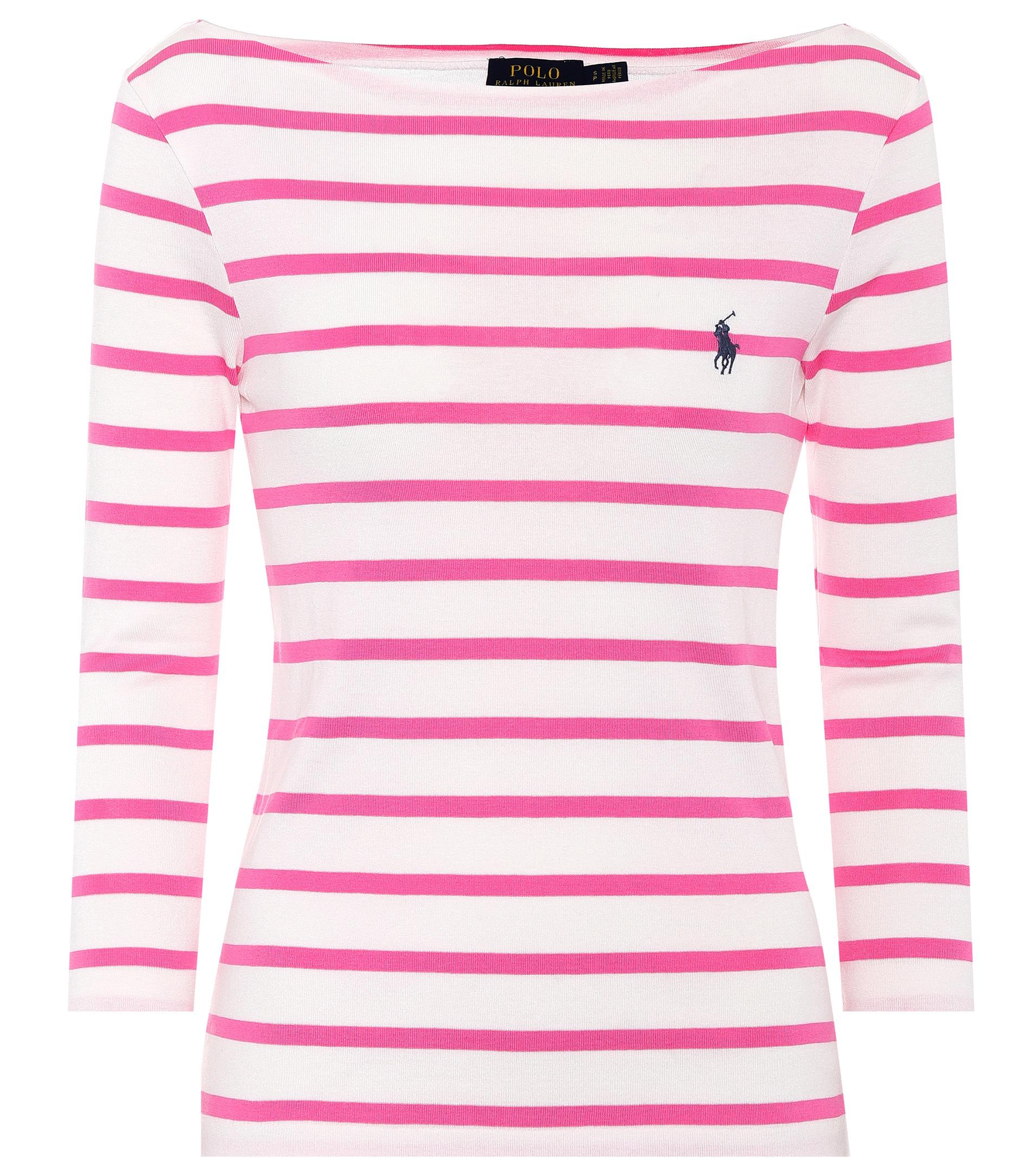 Polo Ralph Lauren Striped Cotton Top in Pink - Lyst