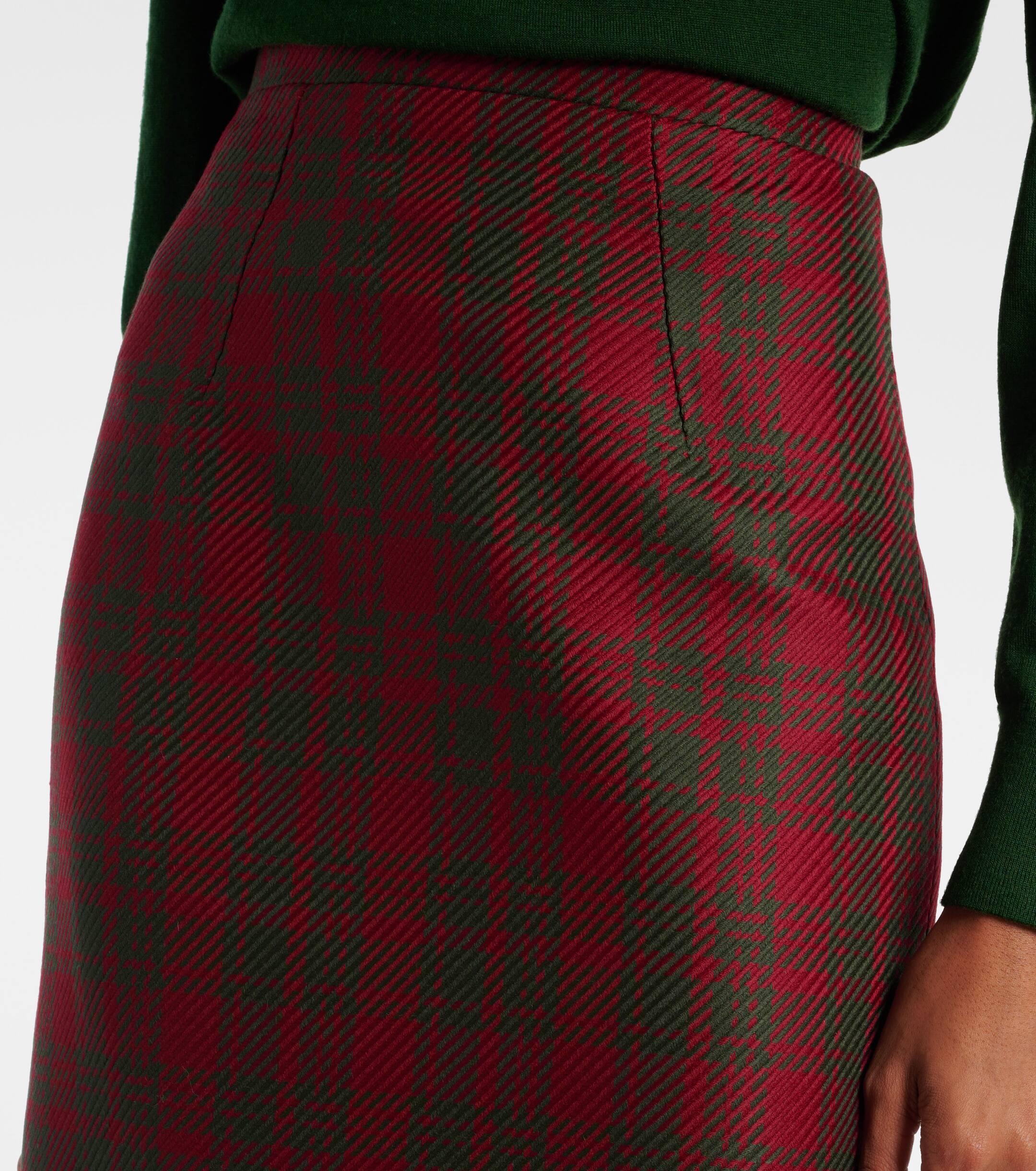 Emilia Wickstead Lorelei Plaid Wool blend Pencil Skirt in Red Lyst UK