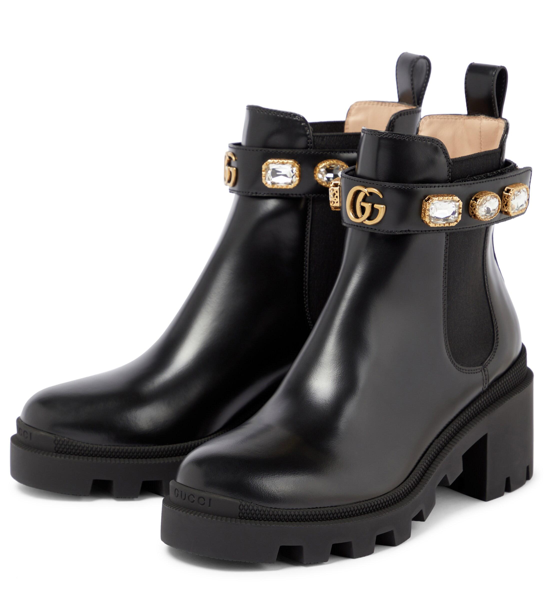 Botín de Piel con Trabilla Gucci de Cuero de color Negro | Lyst