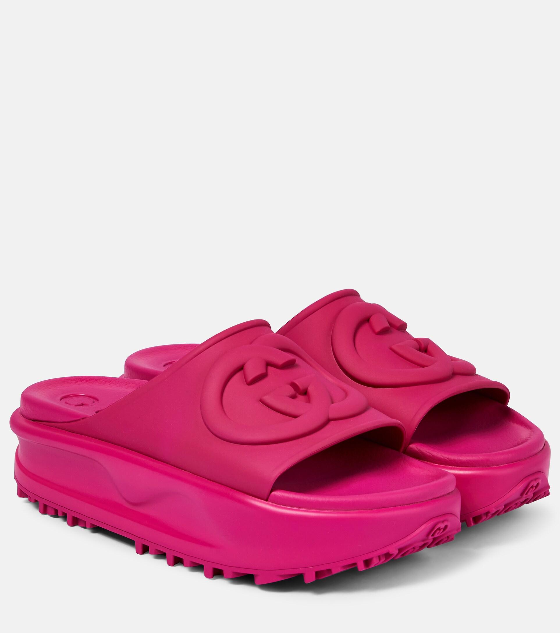 Gucci Interlocking G Slide Sandal in Pink | Lyst