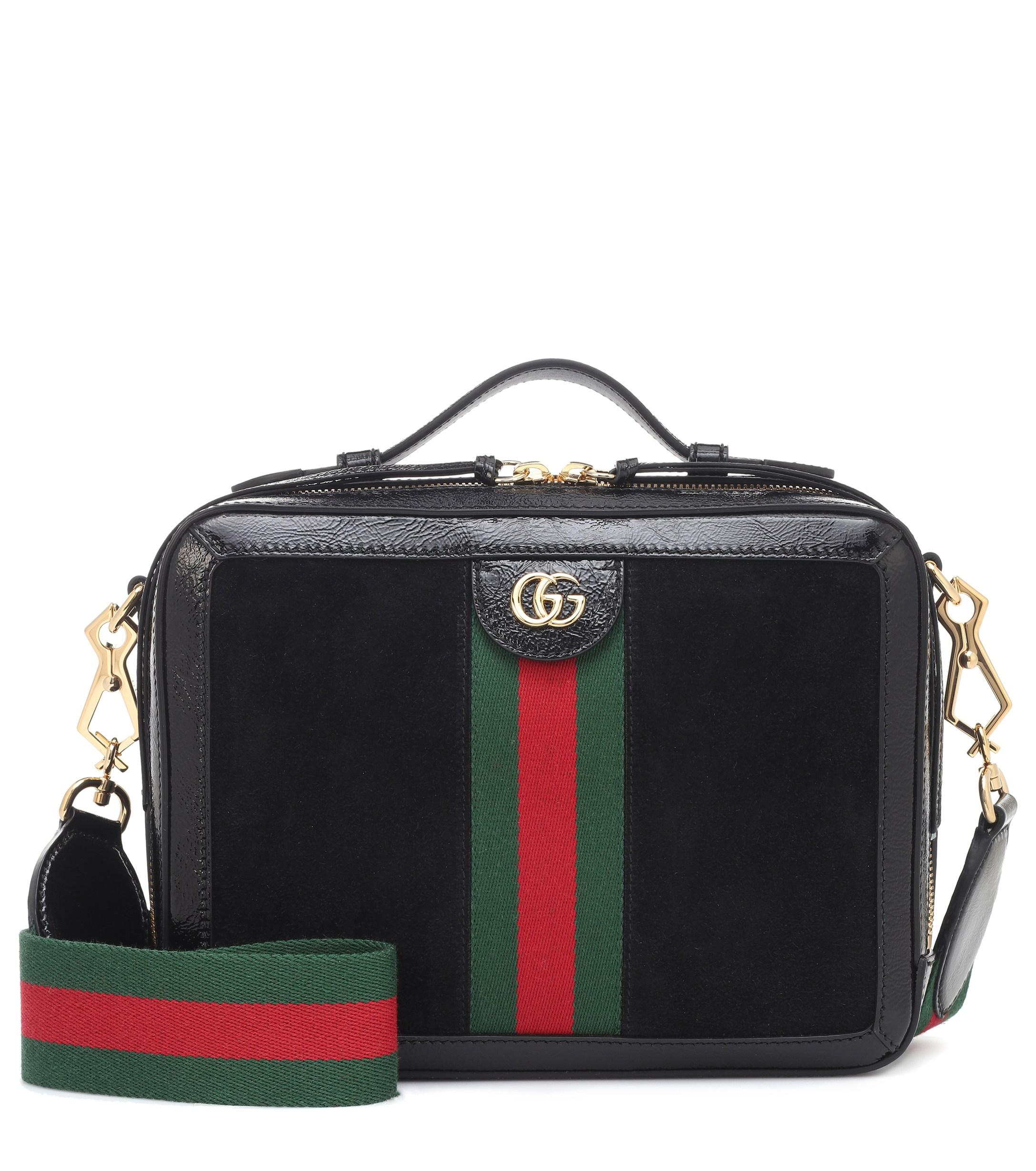 Gucci Ophidia Suede And Leather Shoulder Bag in Black - Lyst
