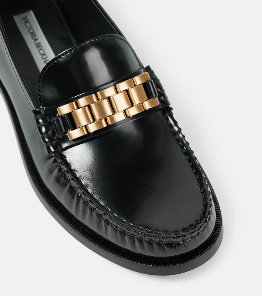 Victoria Beckham Chain Leather Loafers in Black Lyst