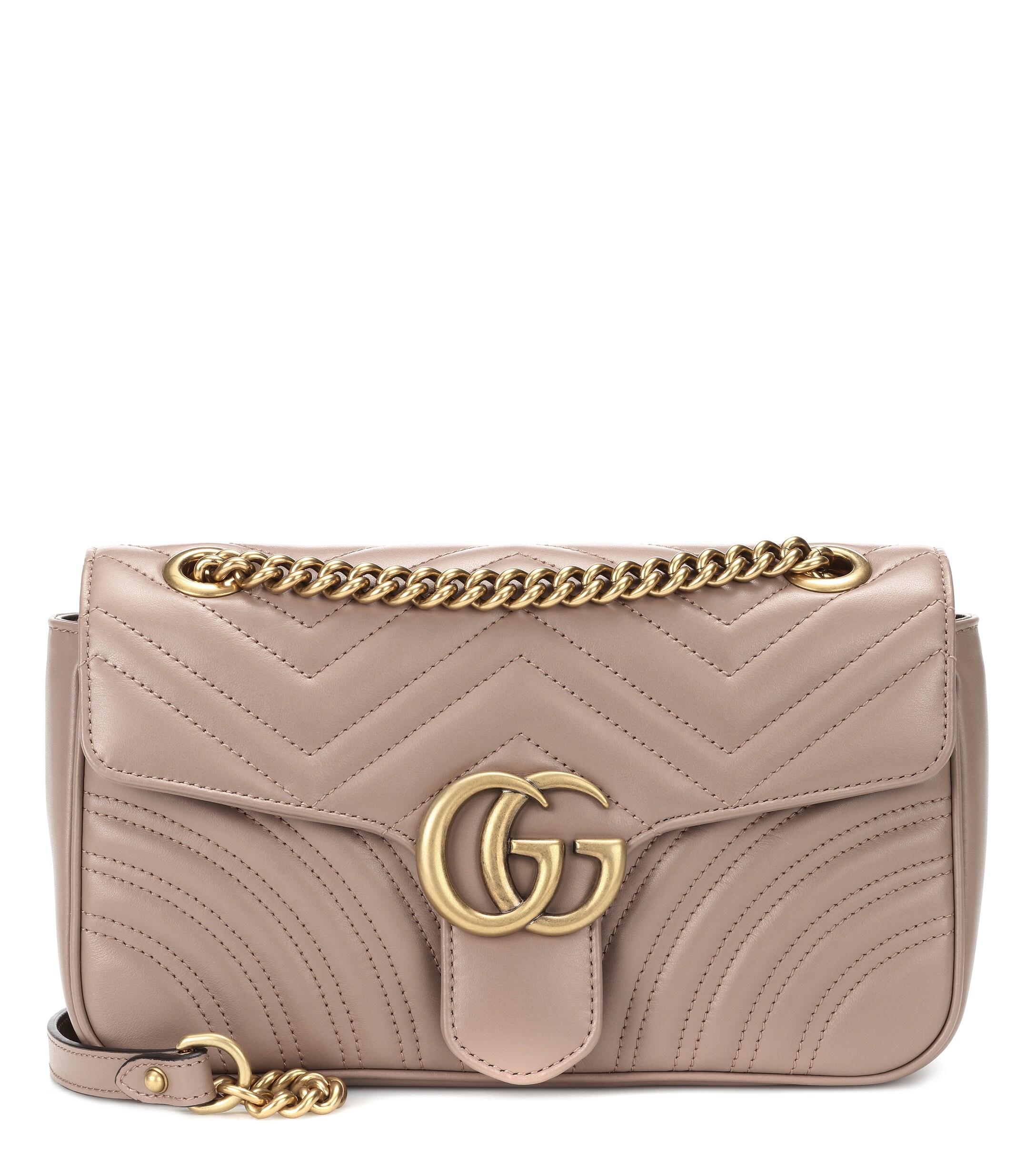 Gucci Leather GG Marmont Matelassé Shoulder Bag in Beige (Pink) - Save 26%  | Lyst