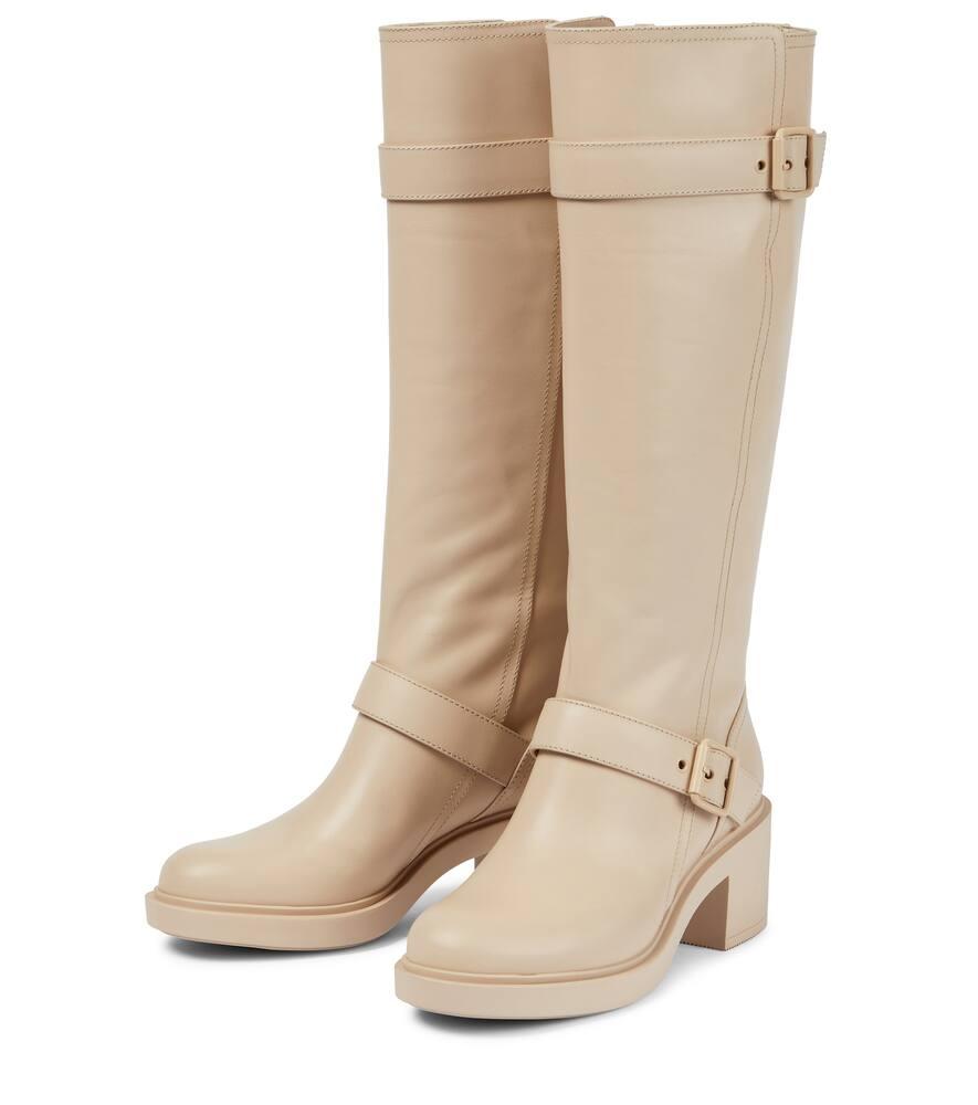 Gianvito Rossi Ryder Knee-high Leather Boots in Natural | Lyst