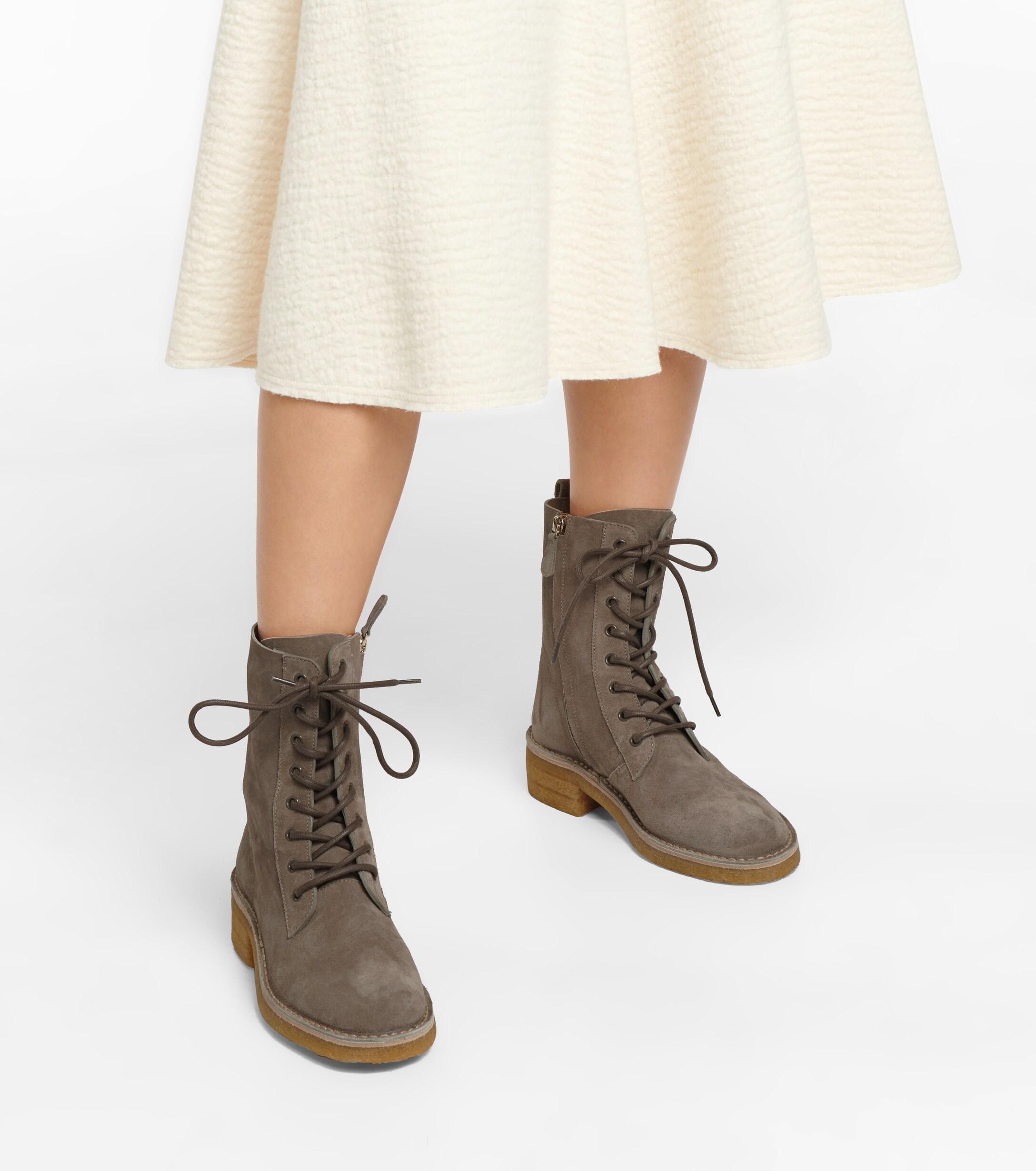 grey suede combat boots