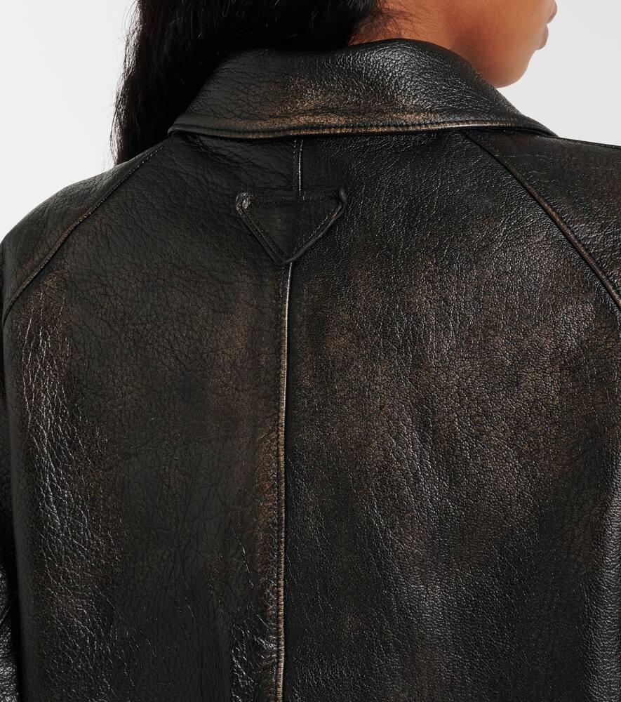 Black Nappa Leather Biker Jacket | PRADA PRADA 2008AW mock neck