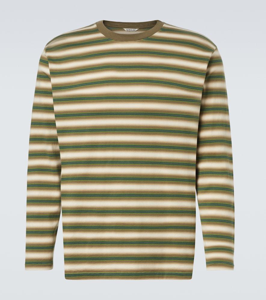 AURALEE Striped Cotton Jersey T-Shirt in Green for Men | Lyst