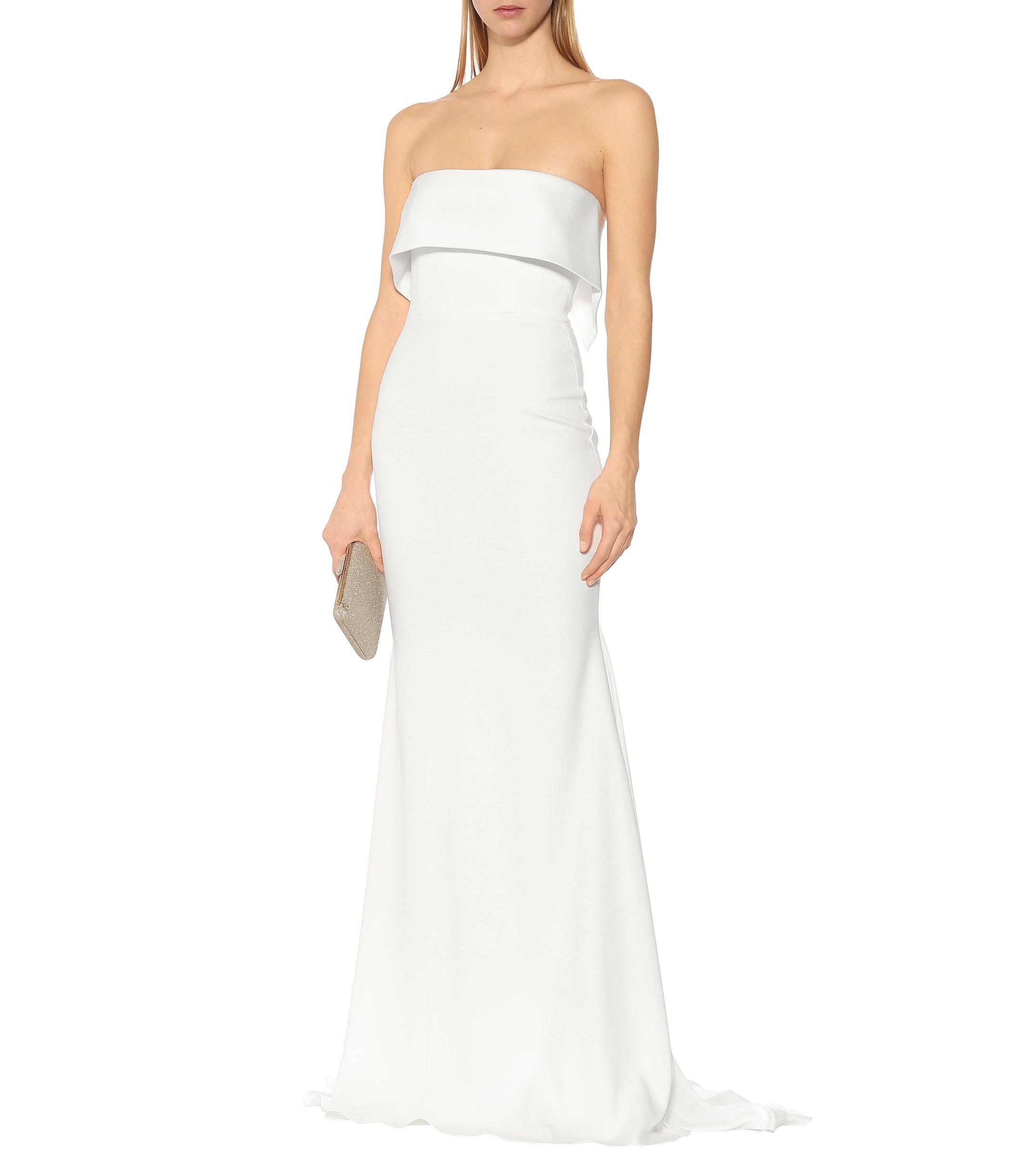 alex perry kirby strapless crepe column draped gown