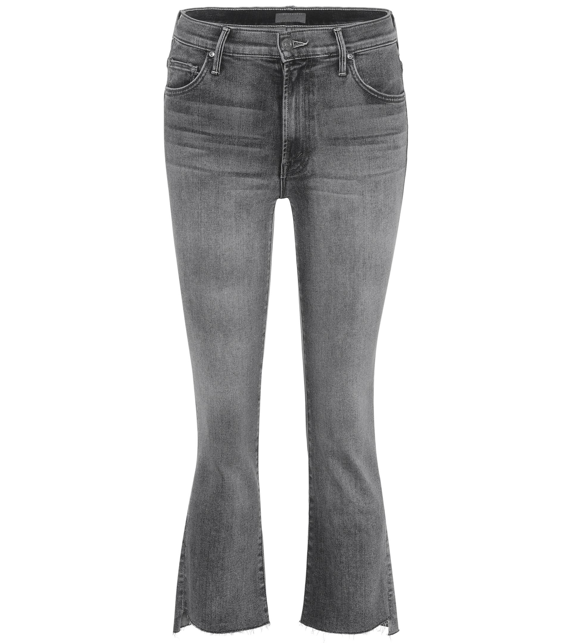 Lyst - Mother Insider Crop Step Fray Jeans in Gray