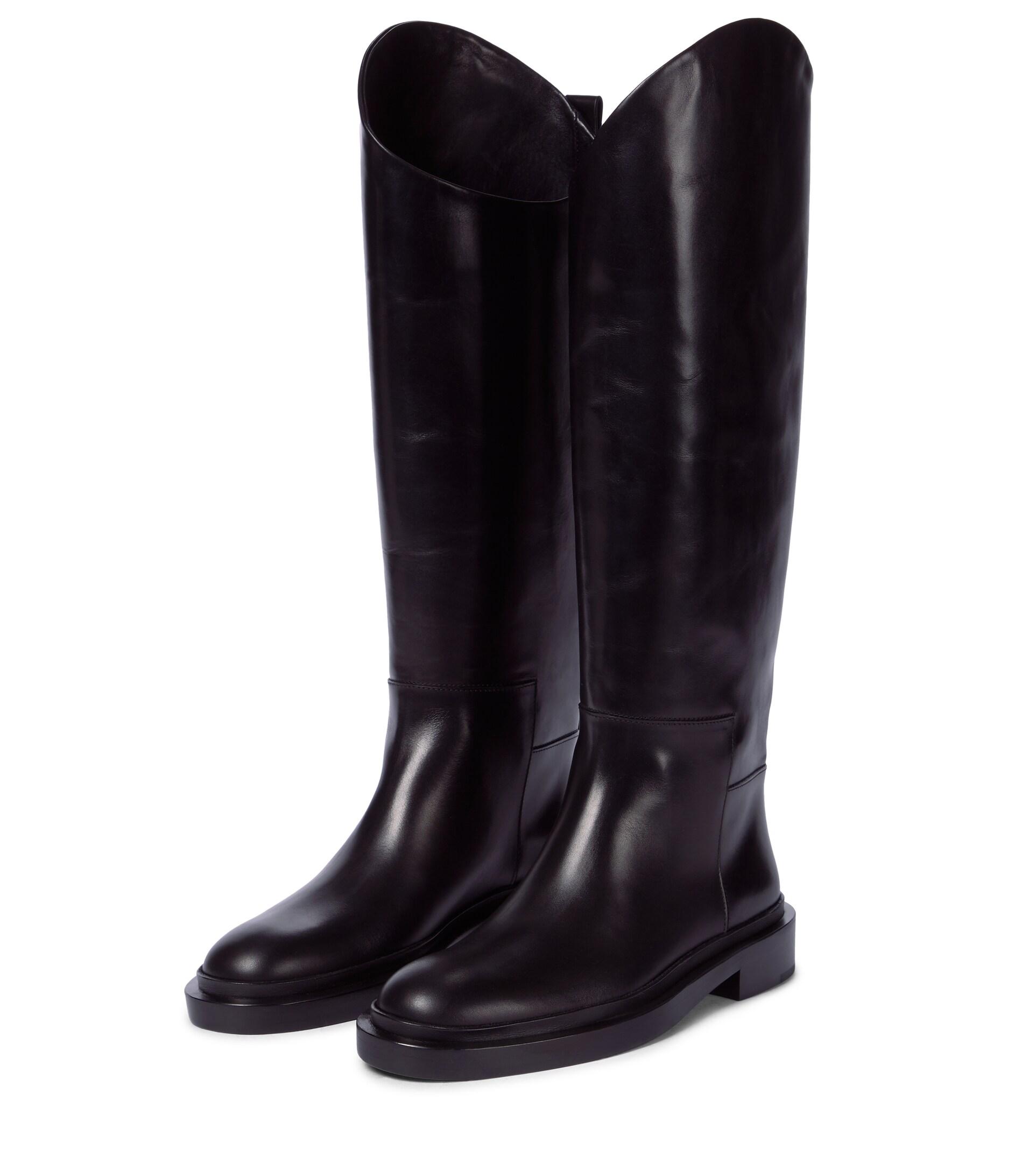 Jil Sander Leather Riding Boots in Blue | Lyst