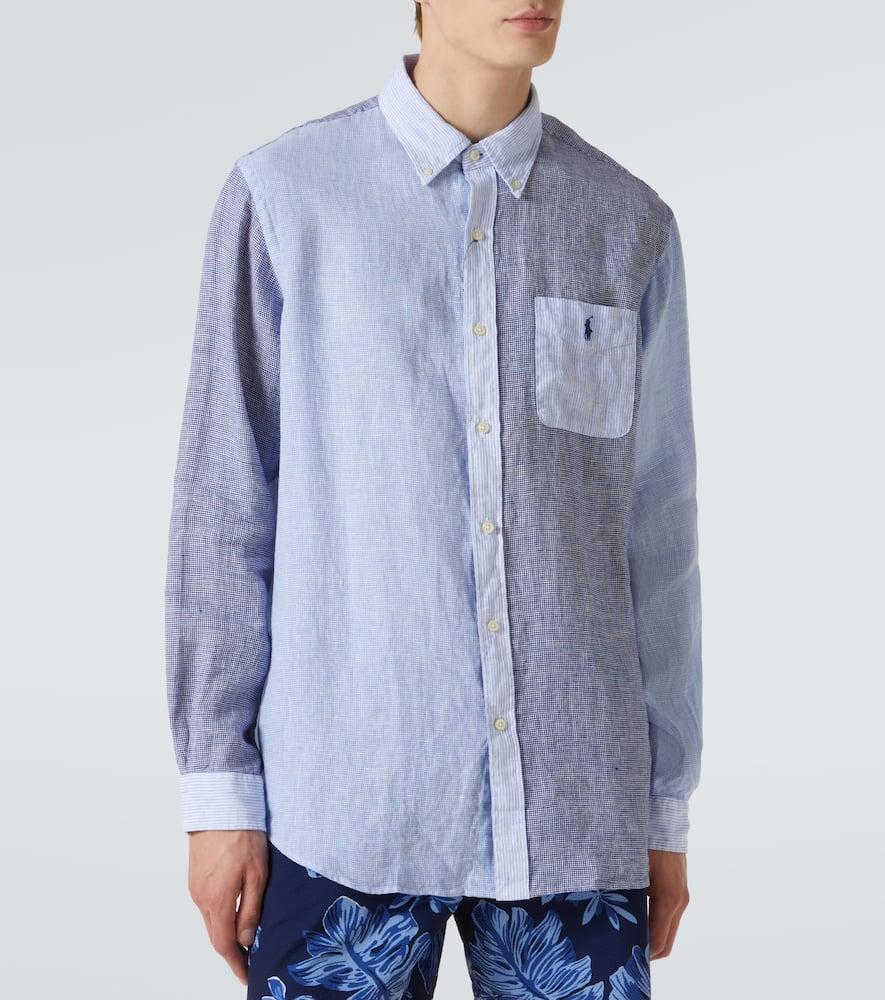 Polo Ralph Lauren Patchwork Linen Shirt in Blue for Men | Lyst